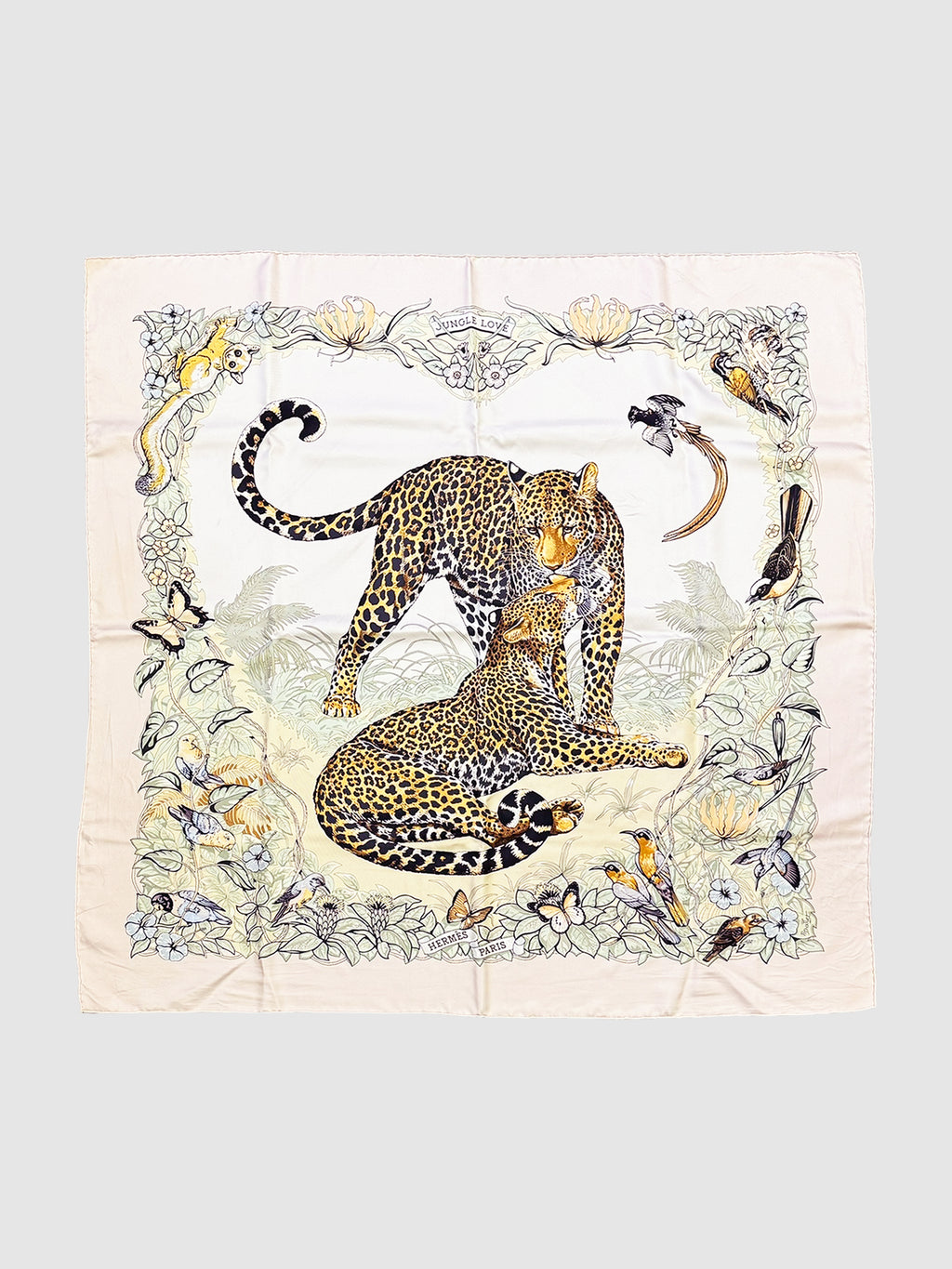 Hermès "Jungle Love" Silk Scarf Robert Dallet Leopard Consignment Luxury Resale Designer Toronto Summer Trend