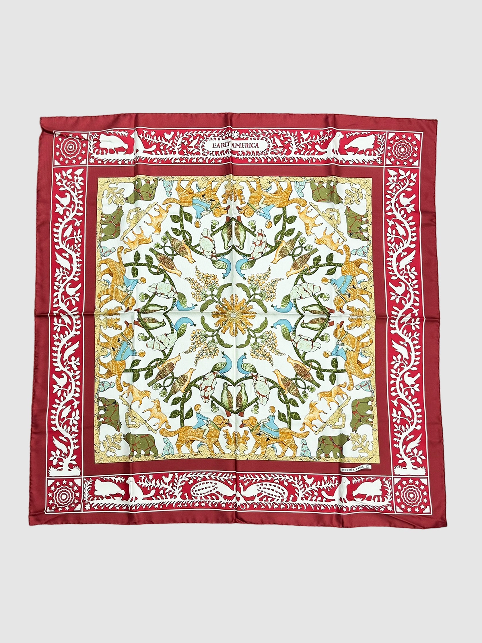 1970 "Early America" Silk Scarf