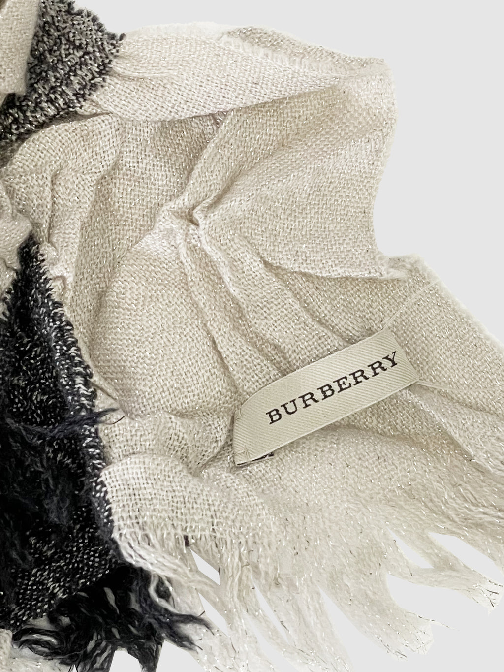 Crinkled Knitted Check Scarf