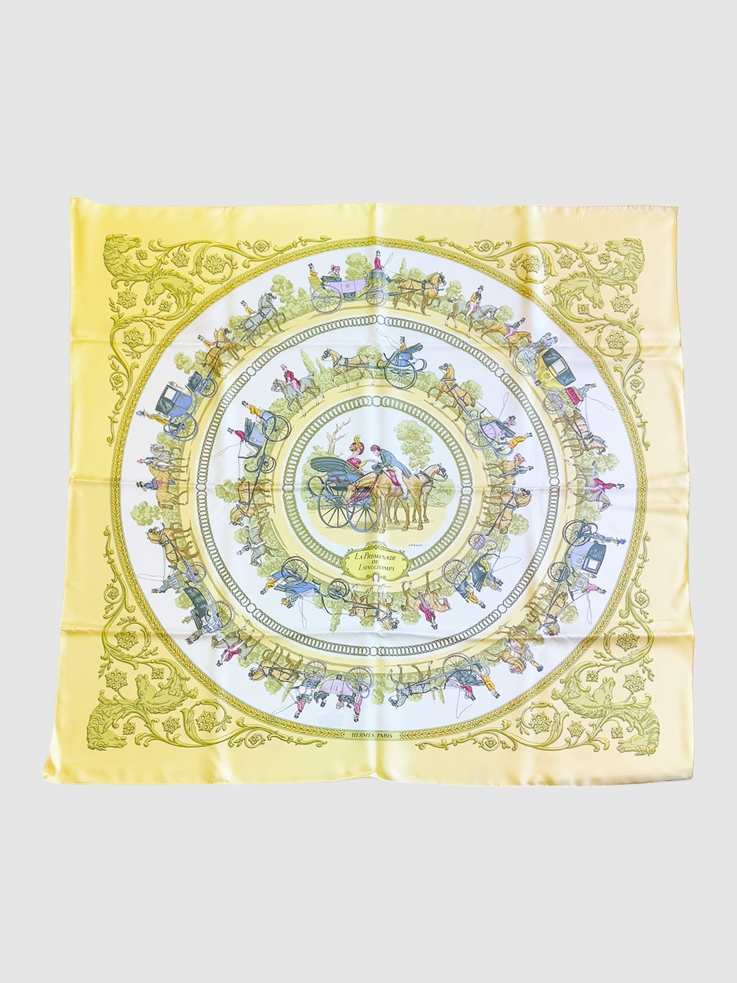 1986 "La Promenade de Longchamps" Silk Scarf