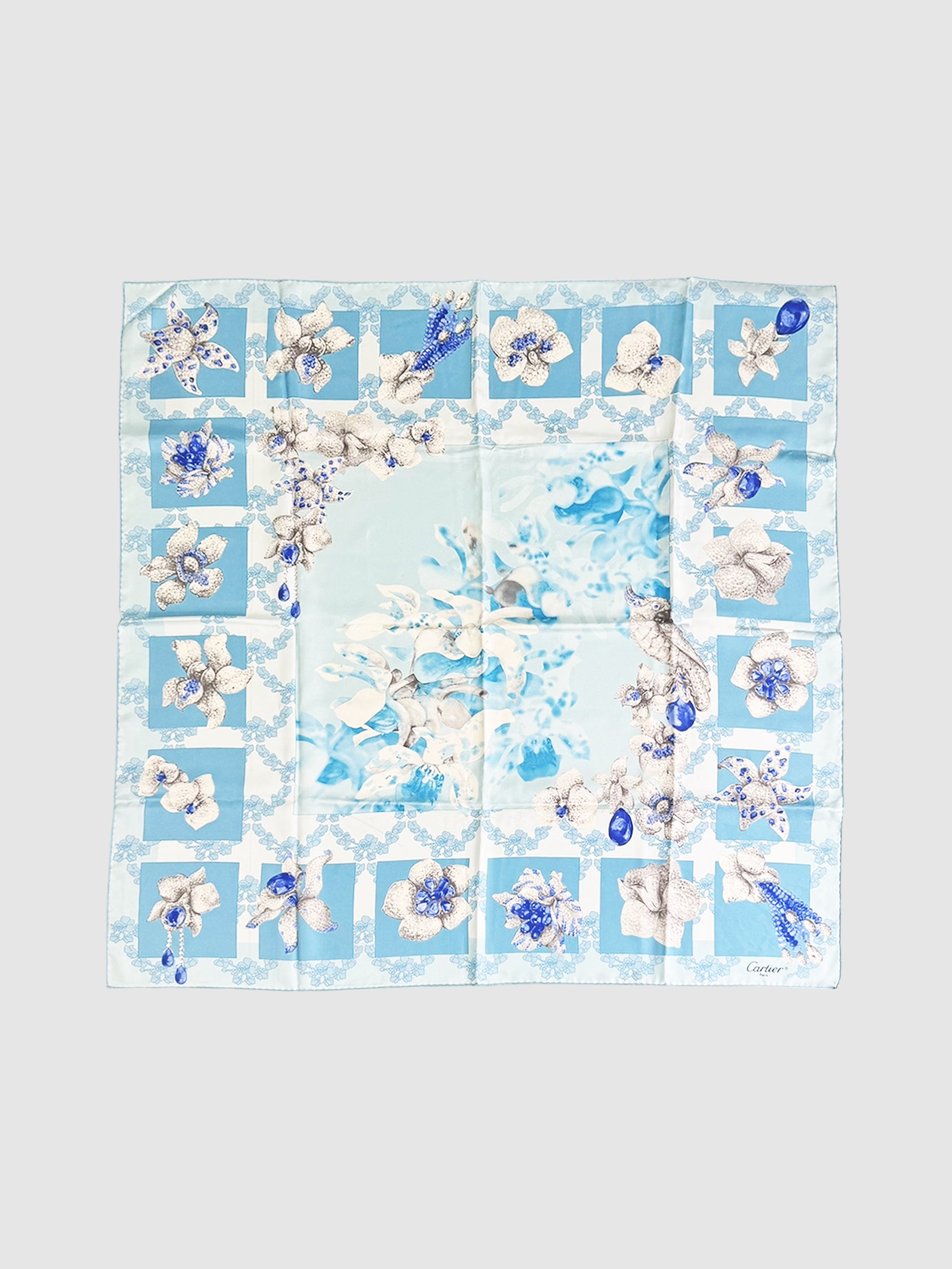 Floral Print Silk Scarf
