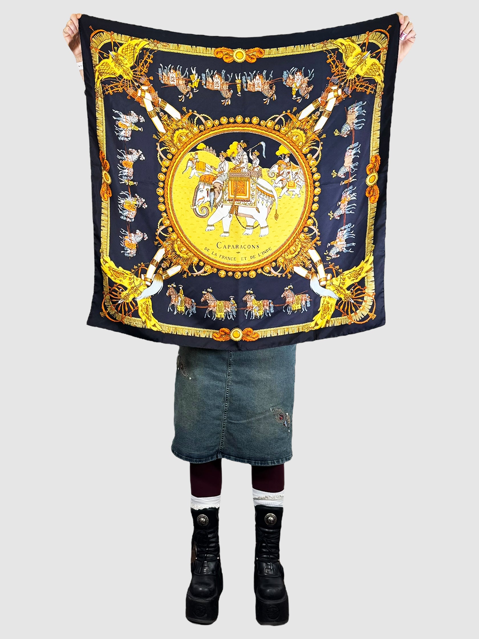 1959 "Caparaçons de la France et de L'Inde" Silk Scarf