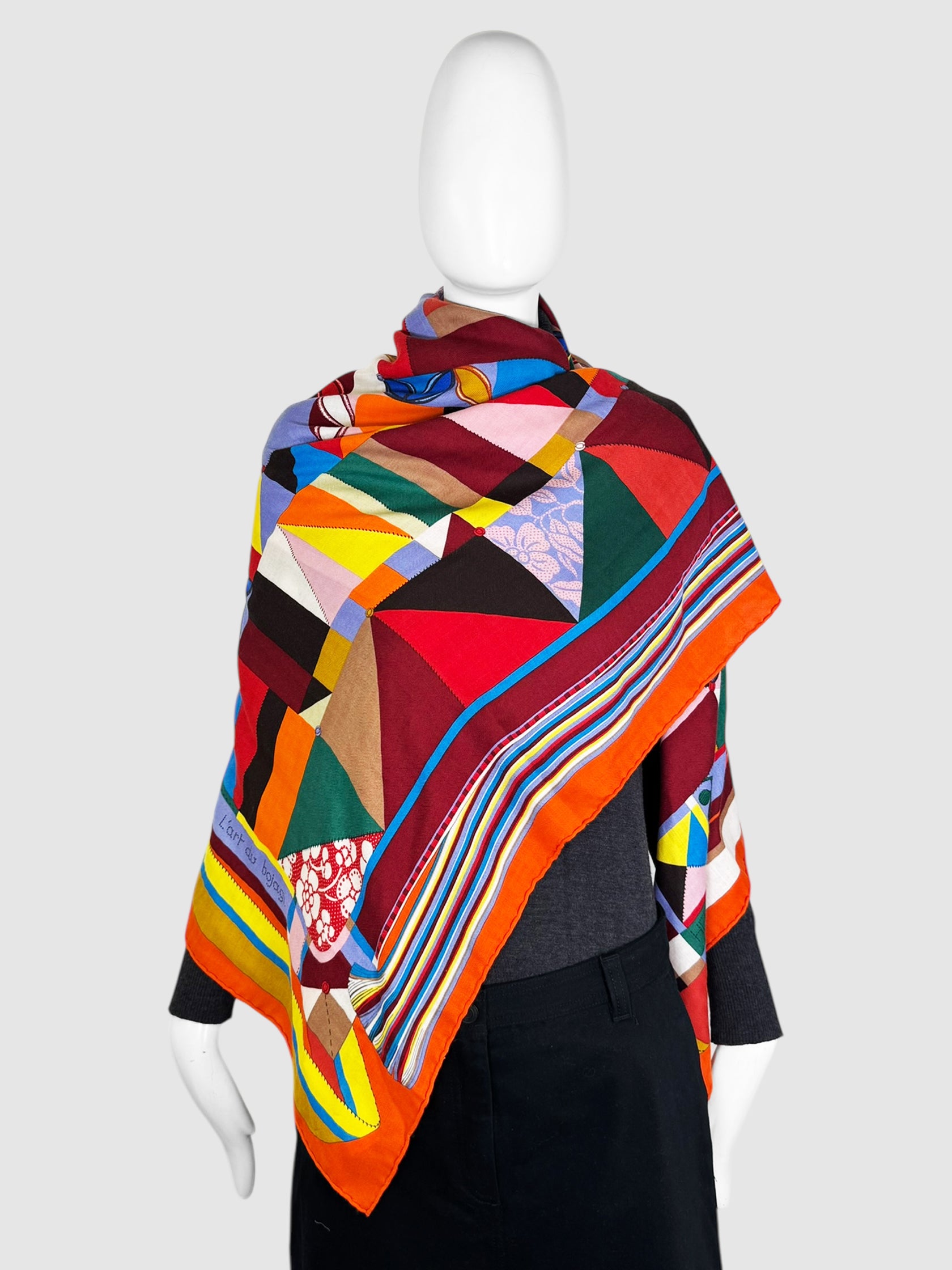 Hermès L'Art du Bojagi Cashmere Silk Shawl Luxury Designer Resale Consignment Toronto