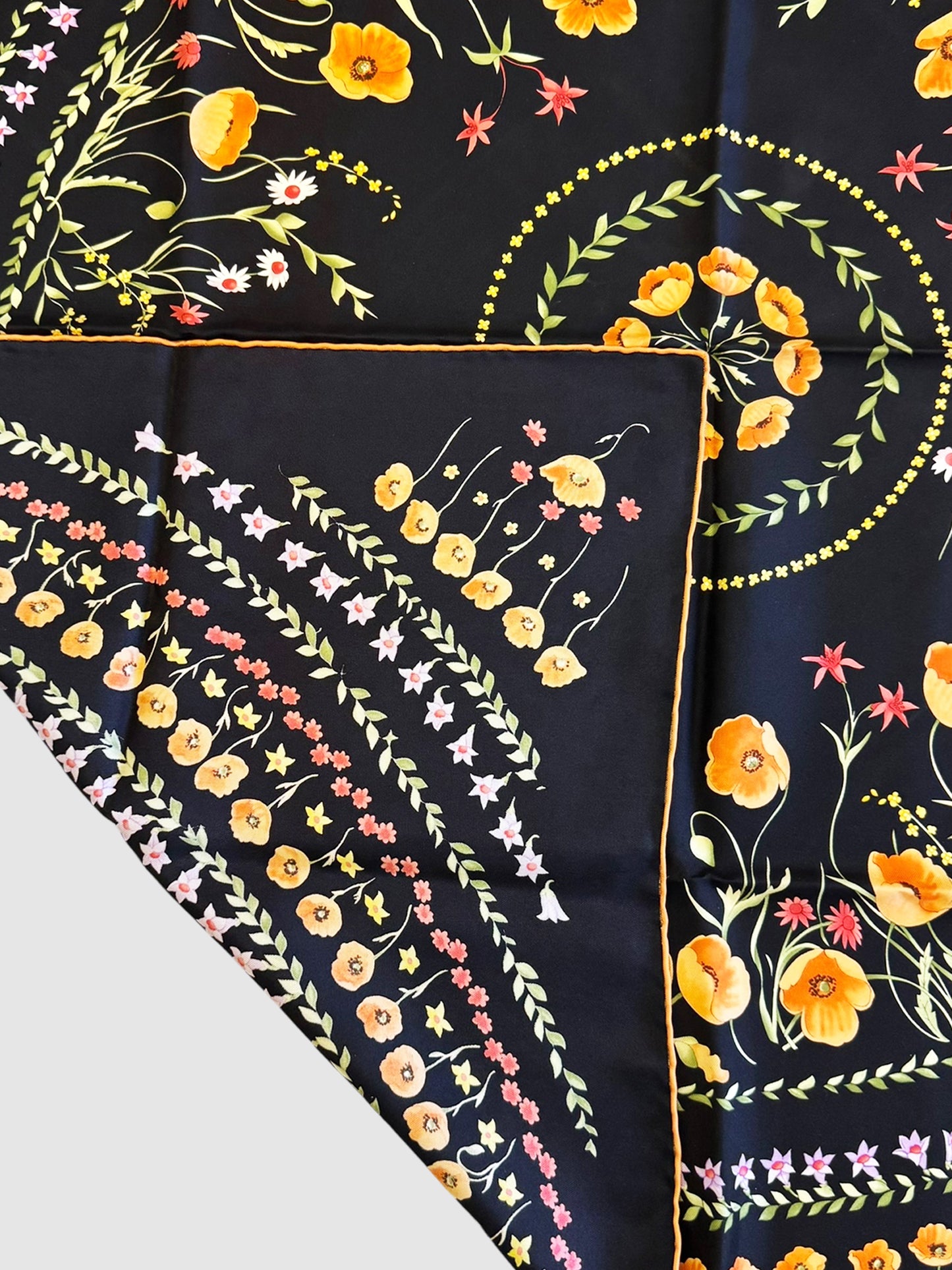 Floral Print Square Silk Scarf