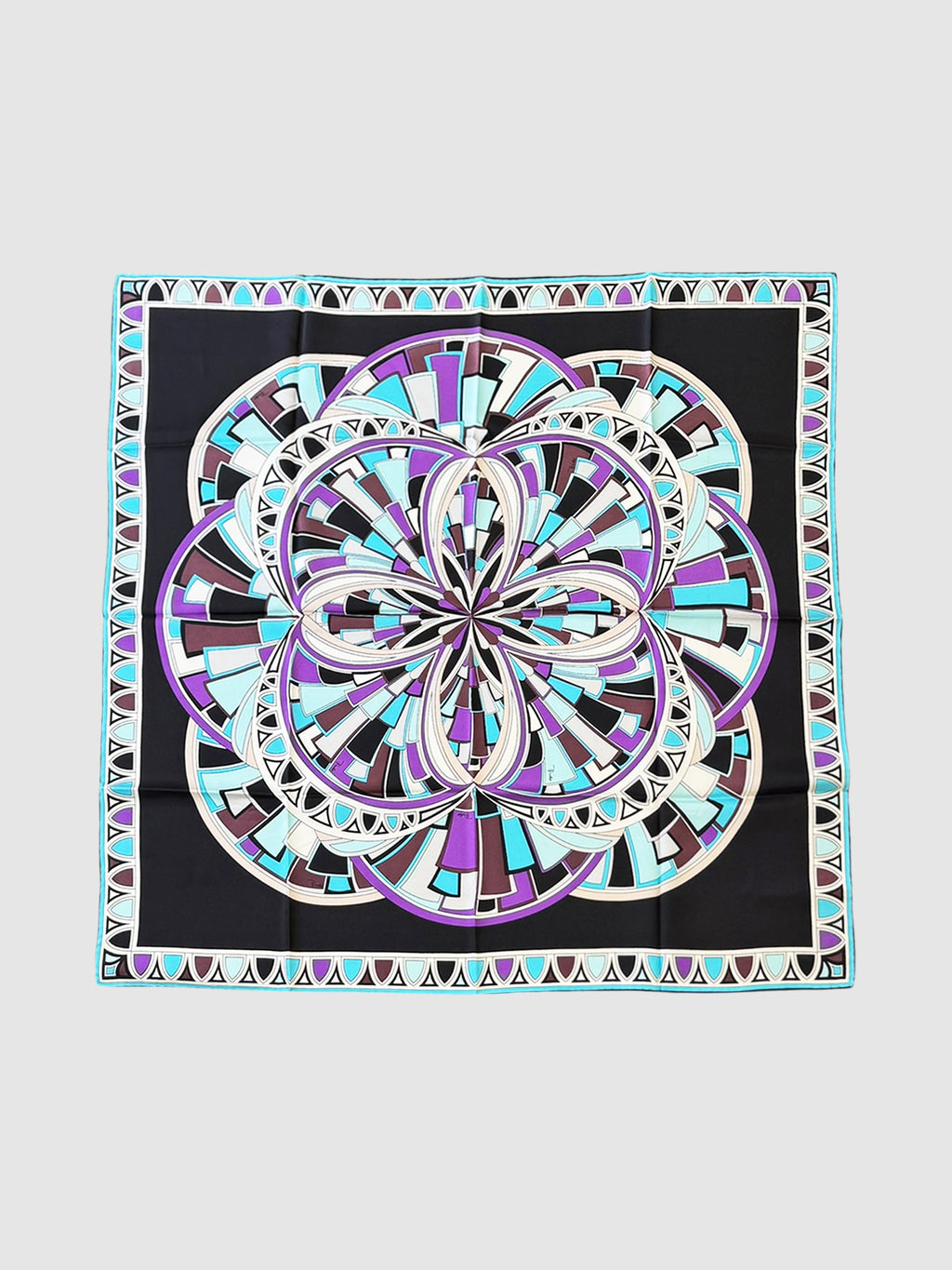Geometric Print Silk Scarf