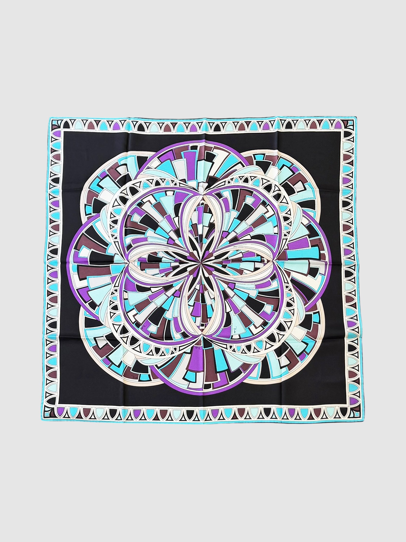 Geometric Print Silk Scarf