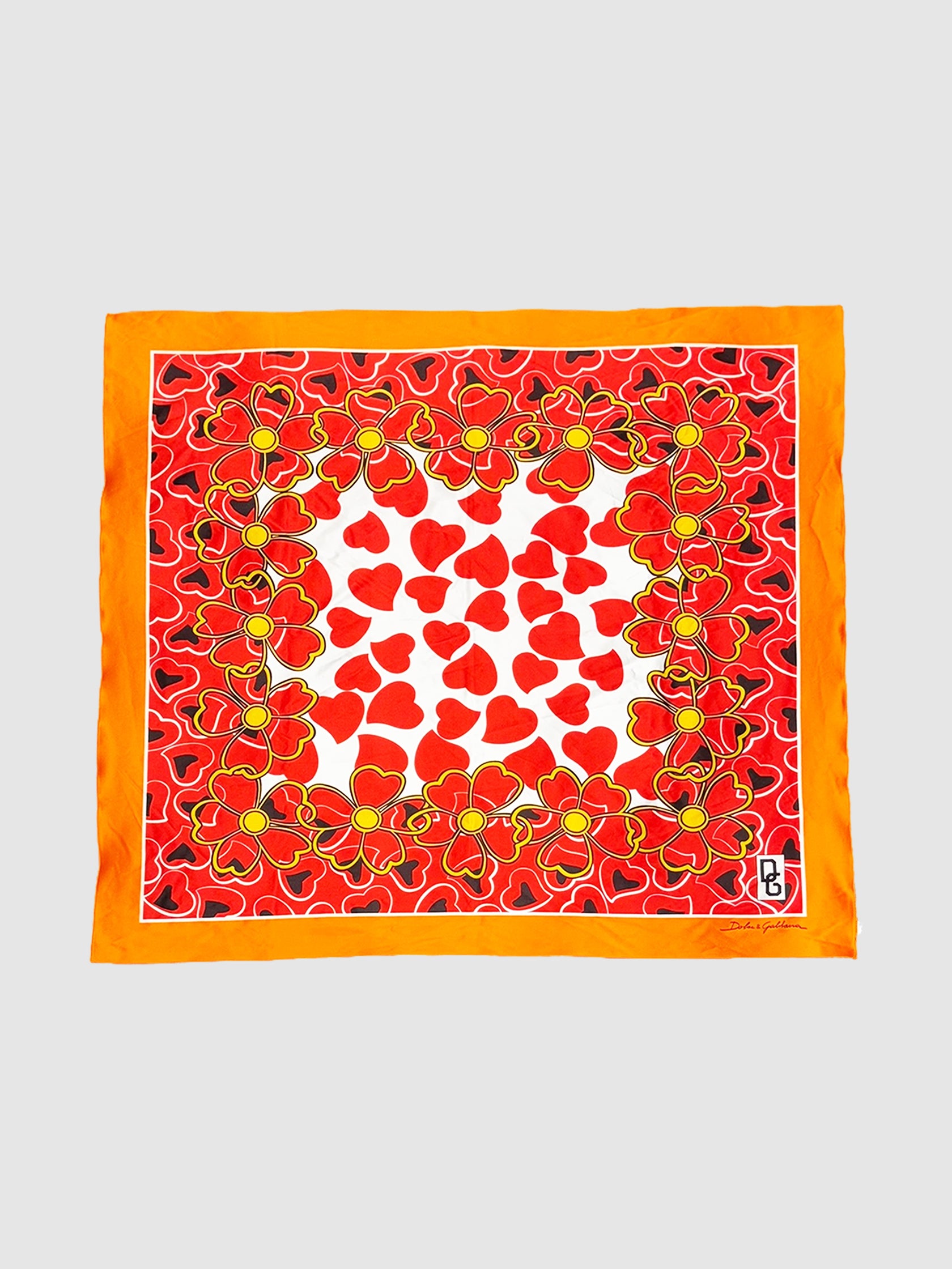 Heart Print Silk Scarf