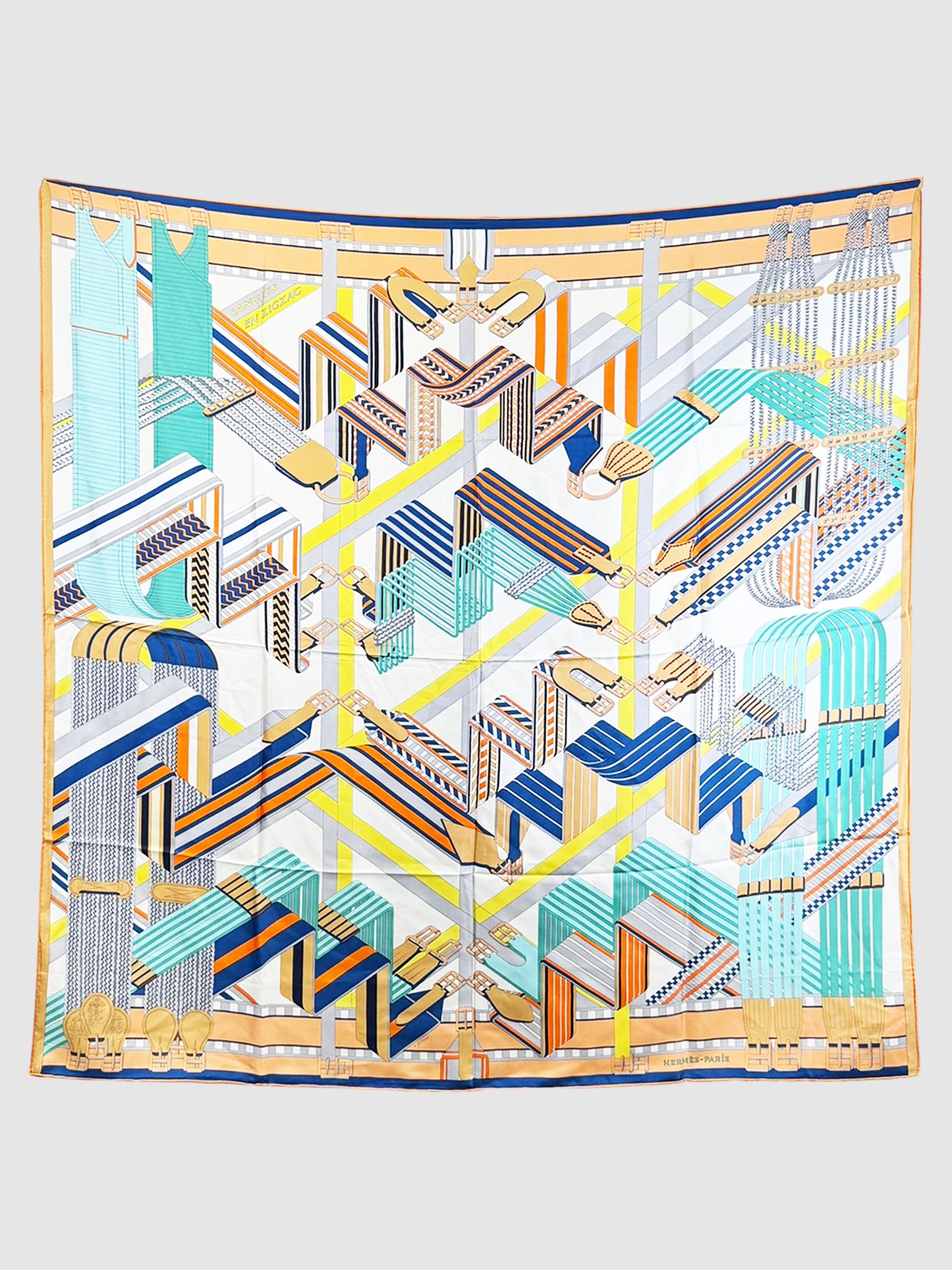 Hermès Sangles en Zig Zag 140cm Silk Scarf Luxury Designer Resale Consignment Toronto