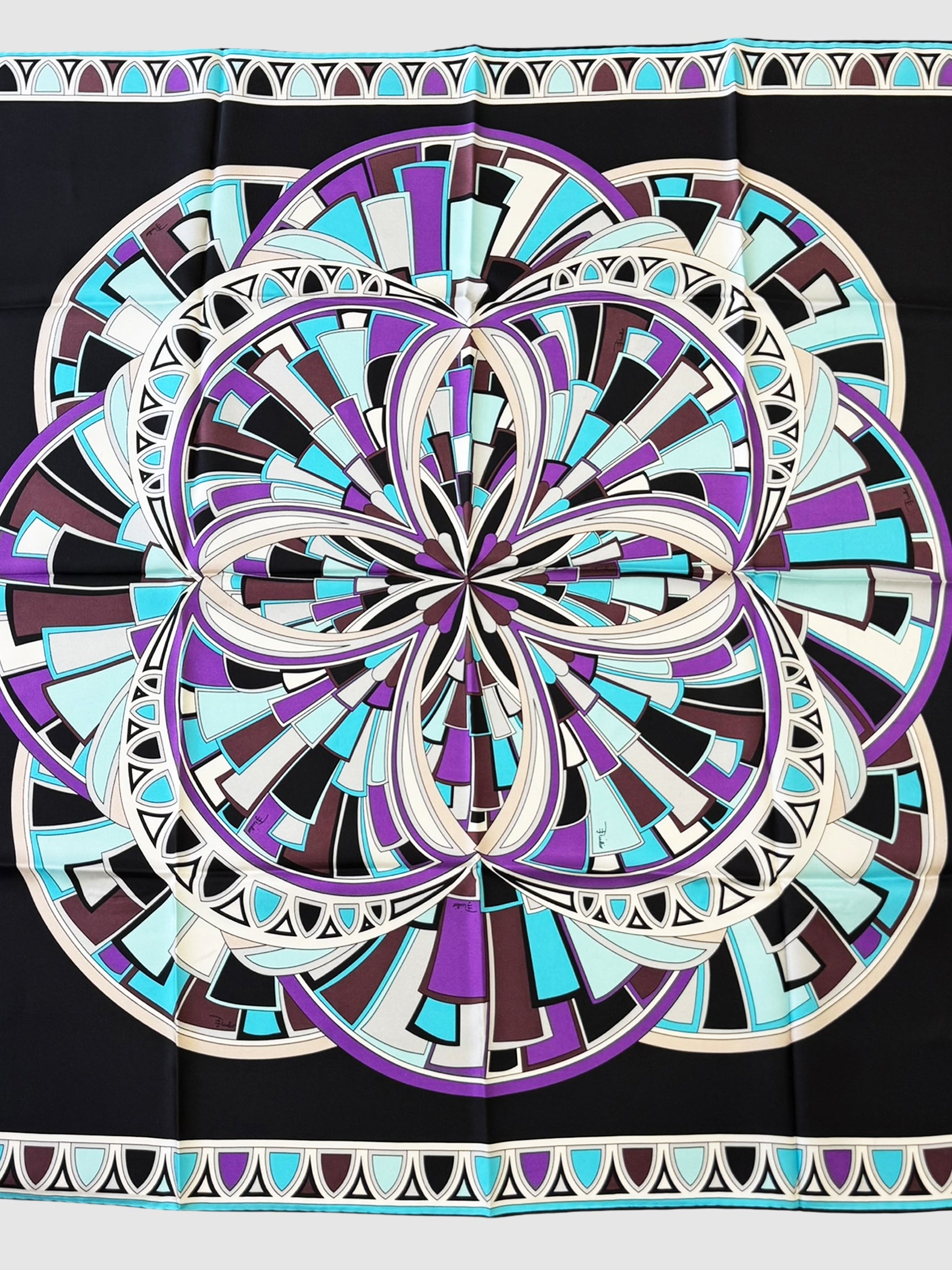 Geometric Print Silk Scarf