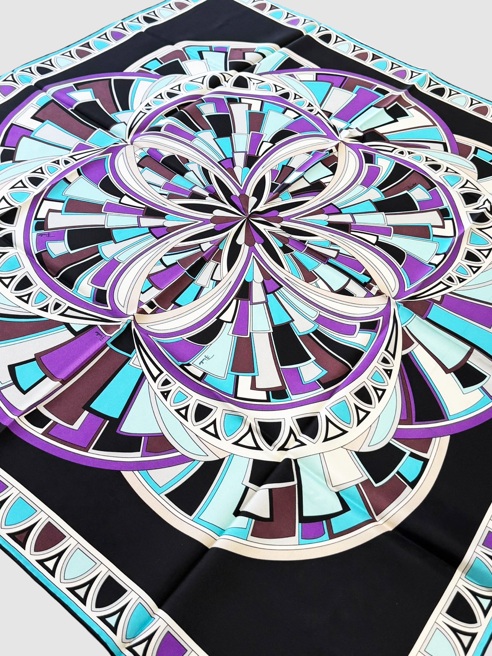 Geometric Print Silk Scarf