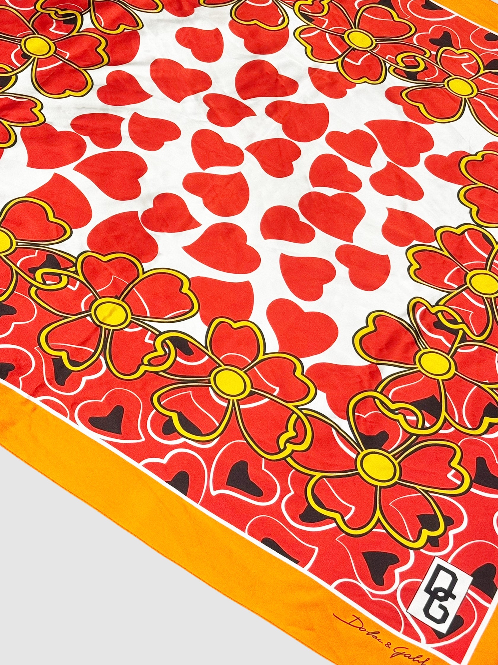 Heart Print Silk Scarf