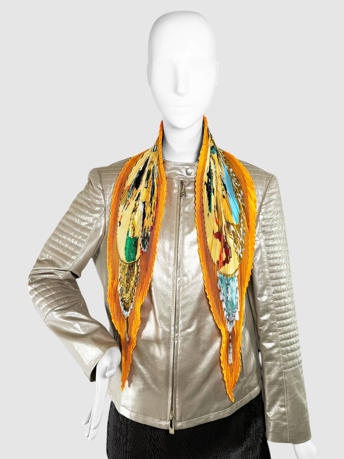 "Plaza de Toros" Plissé Silk Scarf