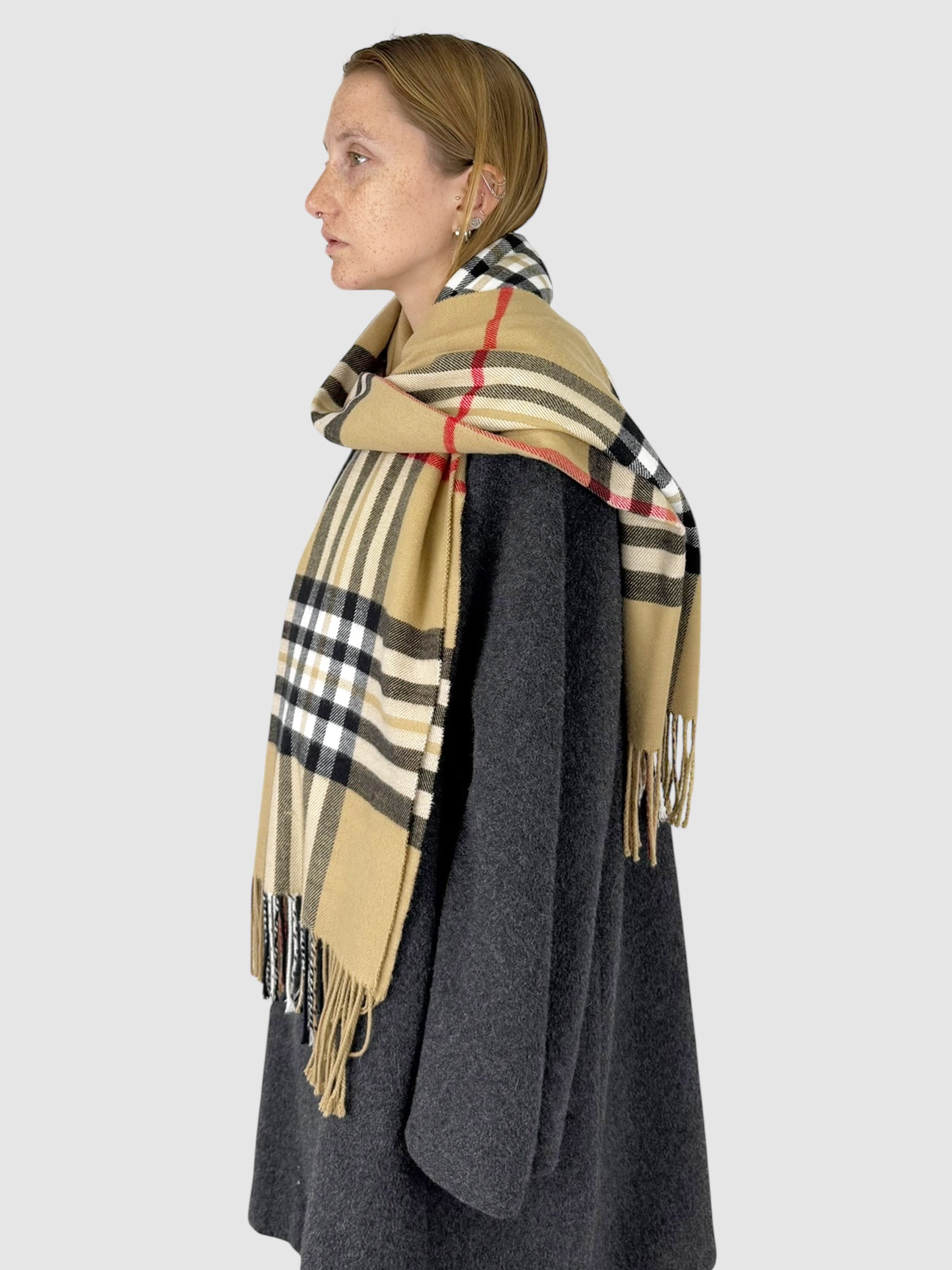Check Cashmere Scarf