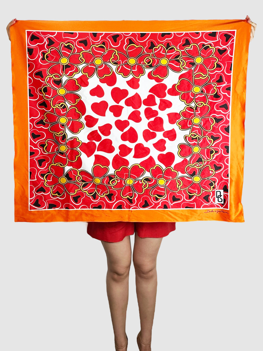 Heart Print Silk Scarf