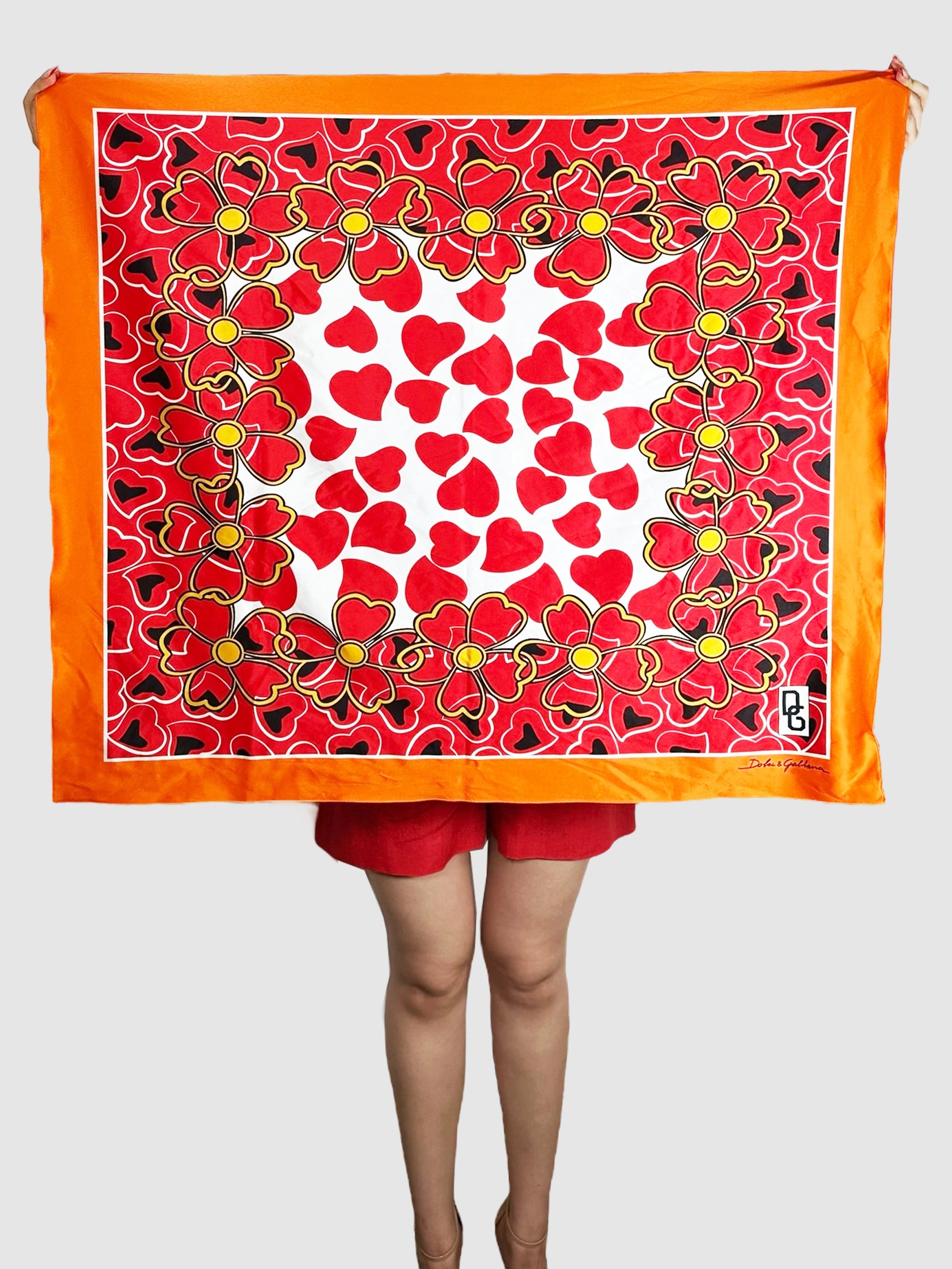 Heart Print Silk Scarf