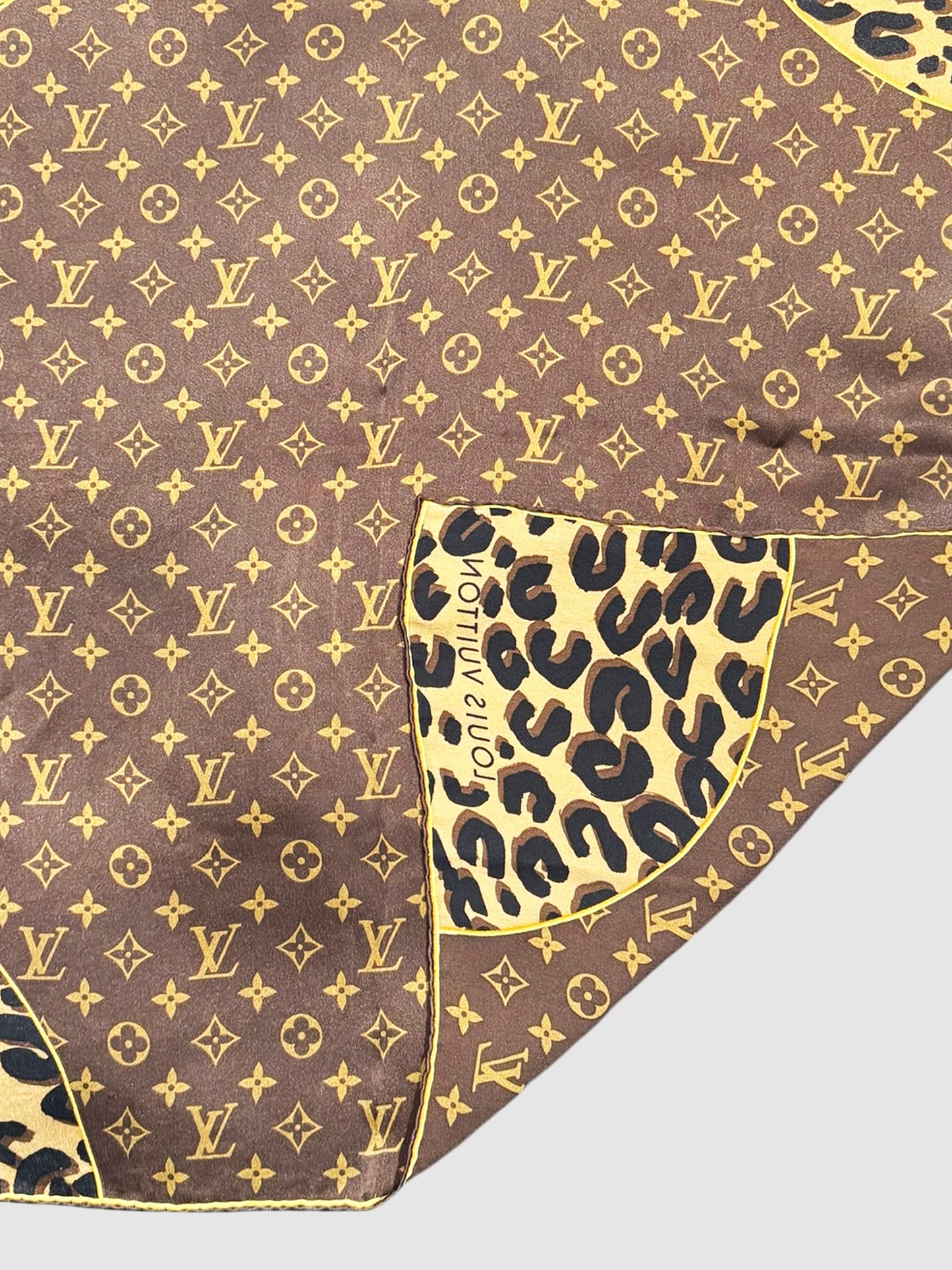 Leopard Monogram Square Silk Scarf