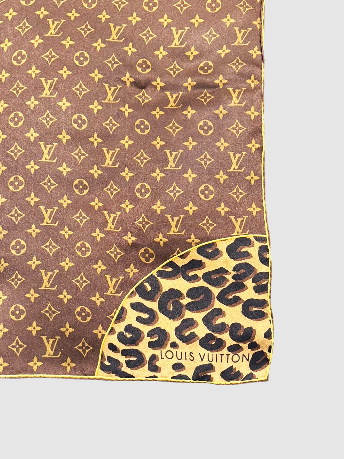 Leopard Monogram Square Silk Scarf