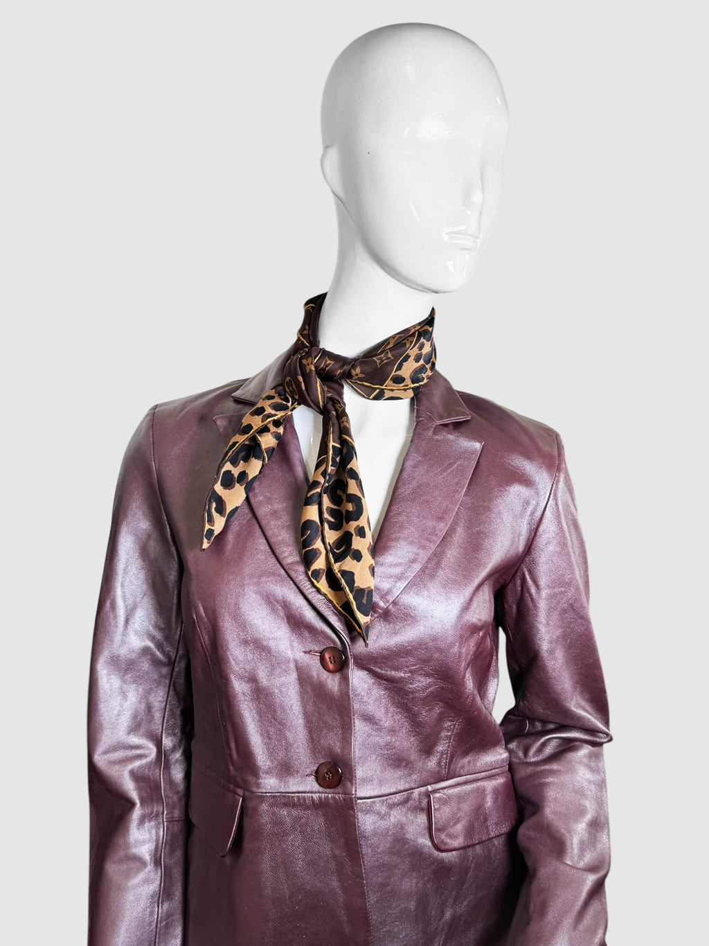 Louis Vuitton Leopard Print Trim Monogram Square Silk Scarf Luxury Designer Resale Consignment Toronto Accessories