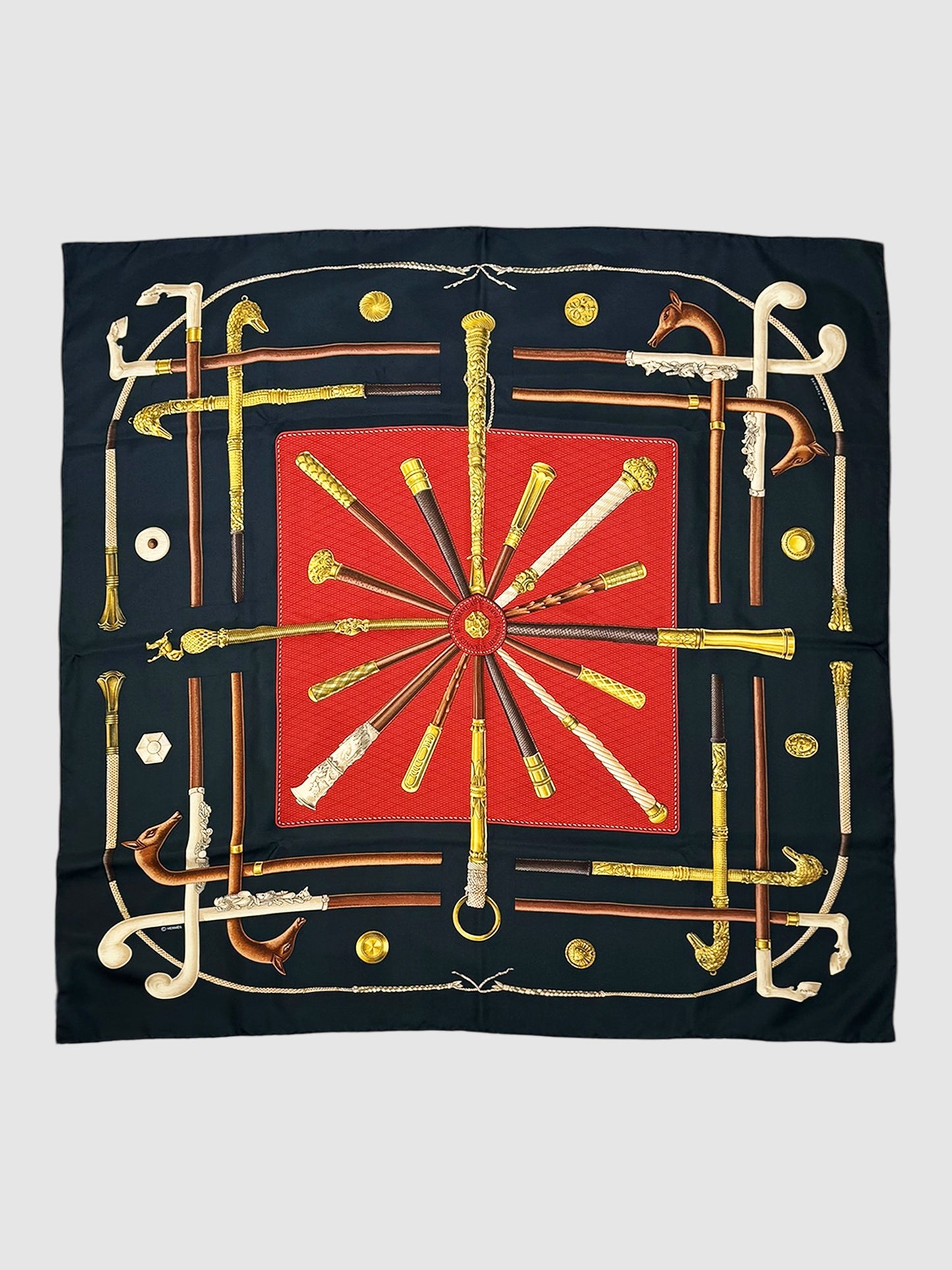 1991 "Cannes et Pommeaux" Silk Scarf