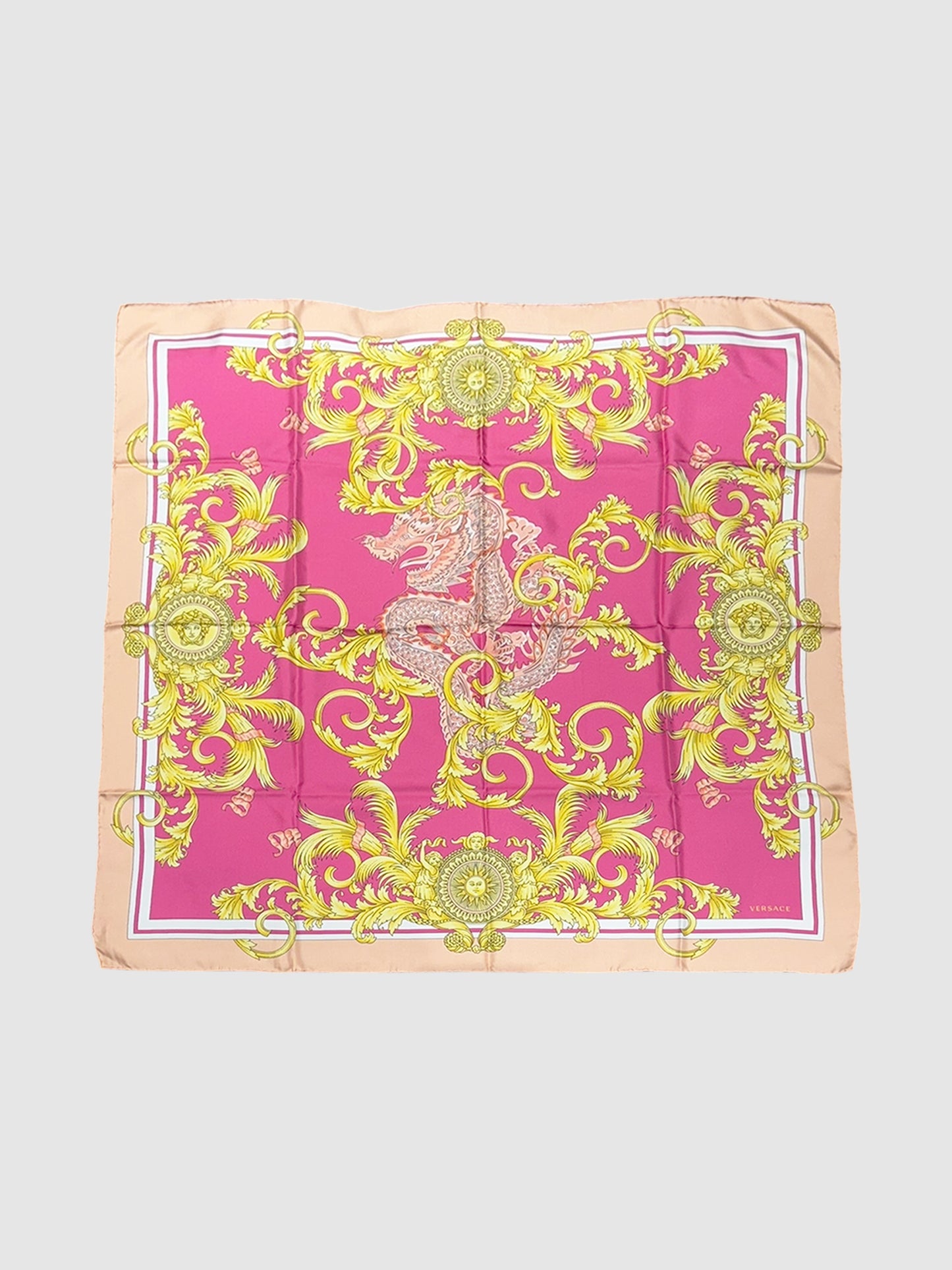 Dragon Baroque Print Silk Scarf