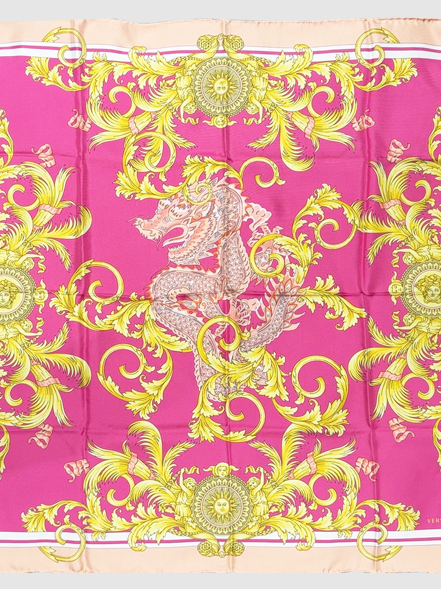 Dragon Baroque Print Silk Scarf