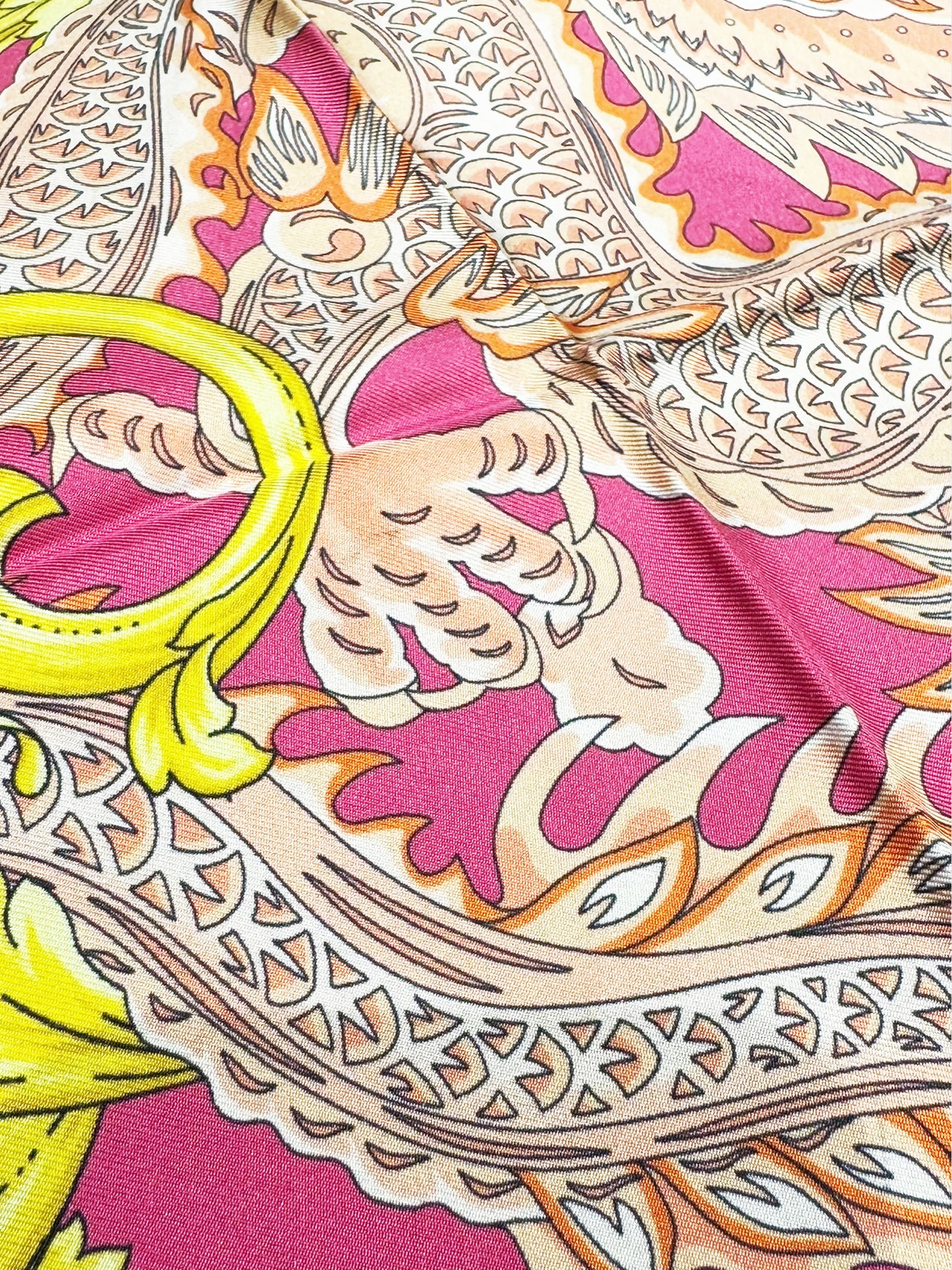 Dragon Baroque Print Silk Scarf