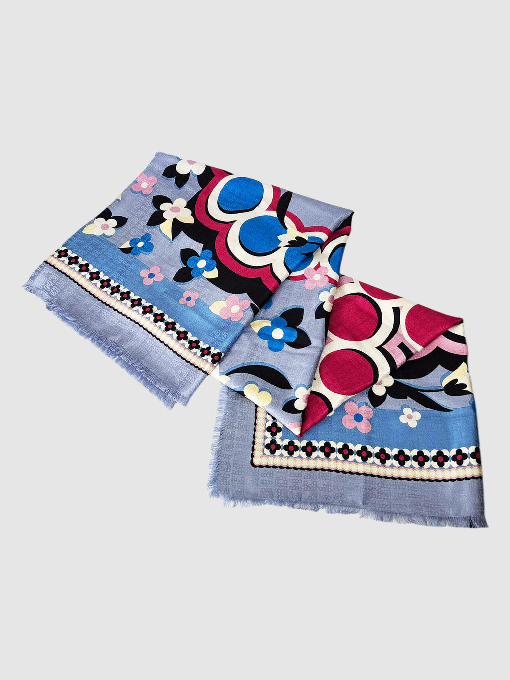 Floral and Spot Print Cashmere Scarf