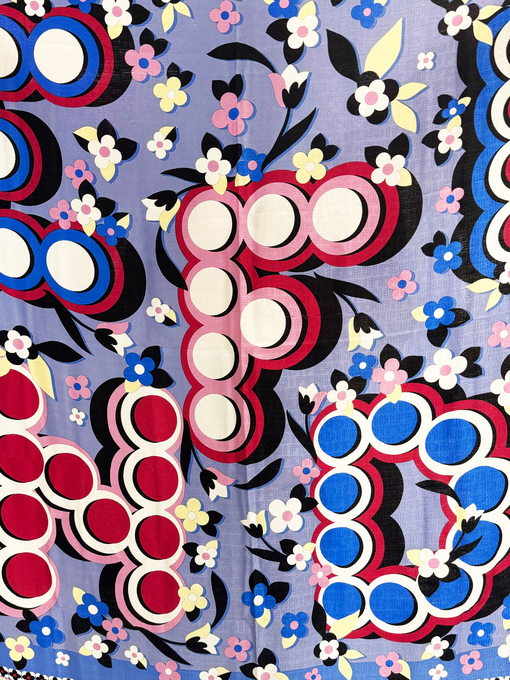 Floral and Spot Print Cashmere Scarf