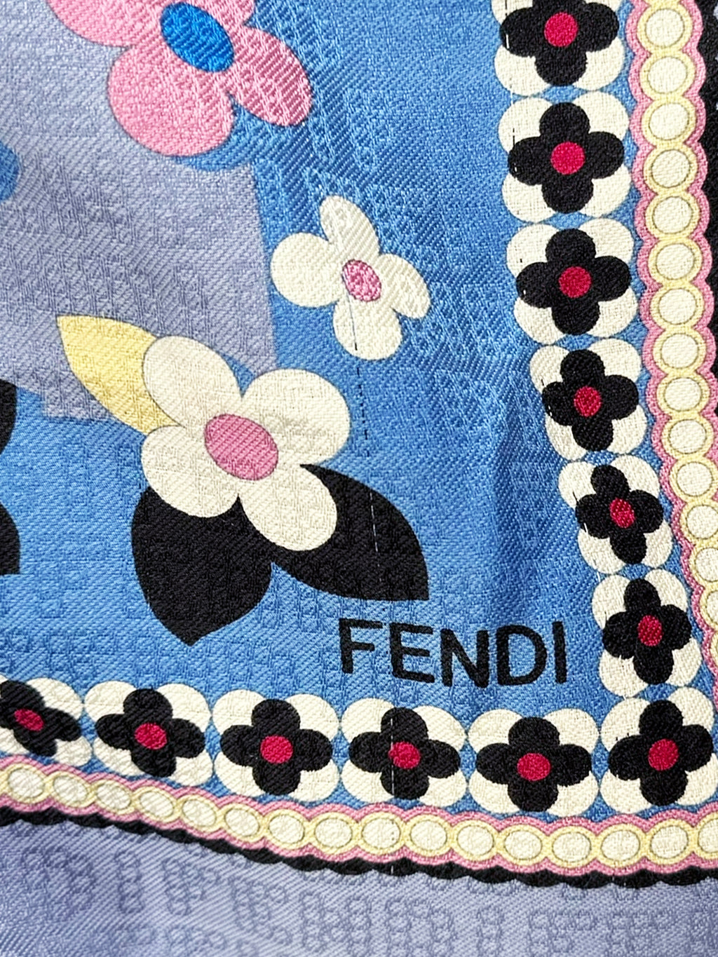 Floral and Spot Print Cashmere Scarf