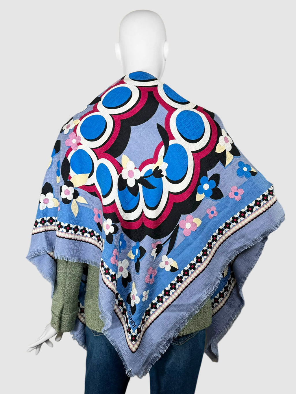 Floral and Spot Print Cashmere Scarf