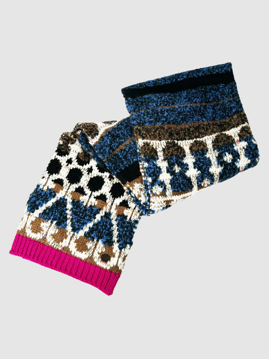 Multi-Patterned Cashmere Wool Knit Scarf