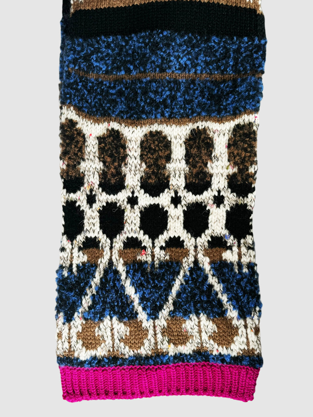 Multi-Patterned Cashmere Wool Knit Scarf