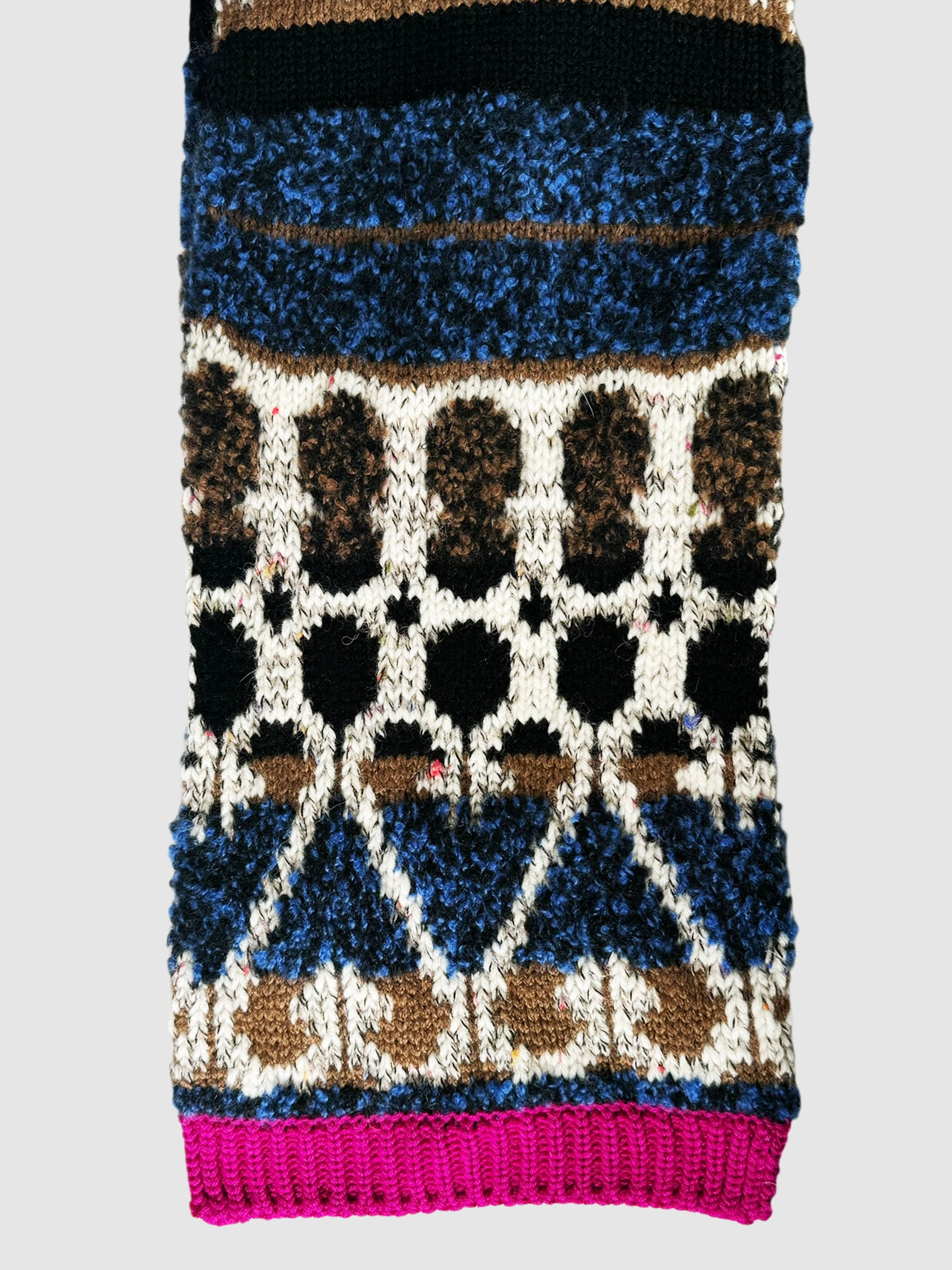 Multi-Patterned Cashmere Wool Knit Scarf