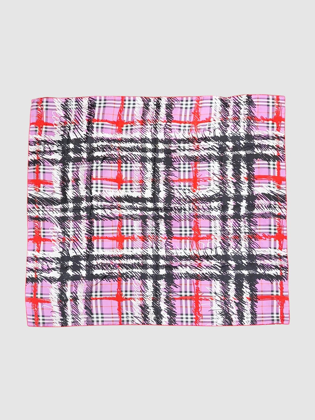 Scribble Check Silk Scarf