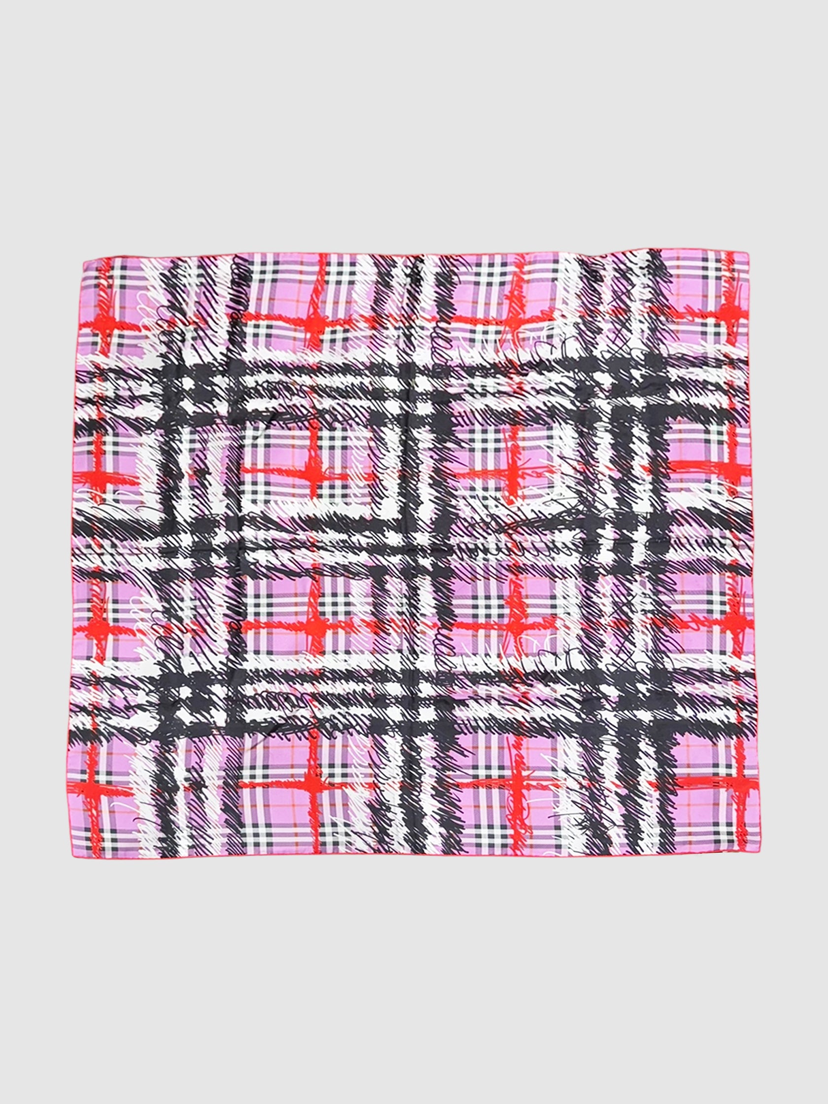 Scribble Check Silk Scarf