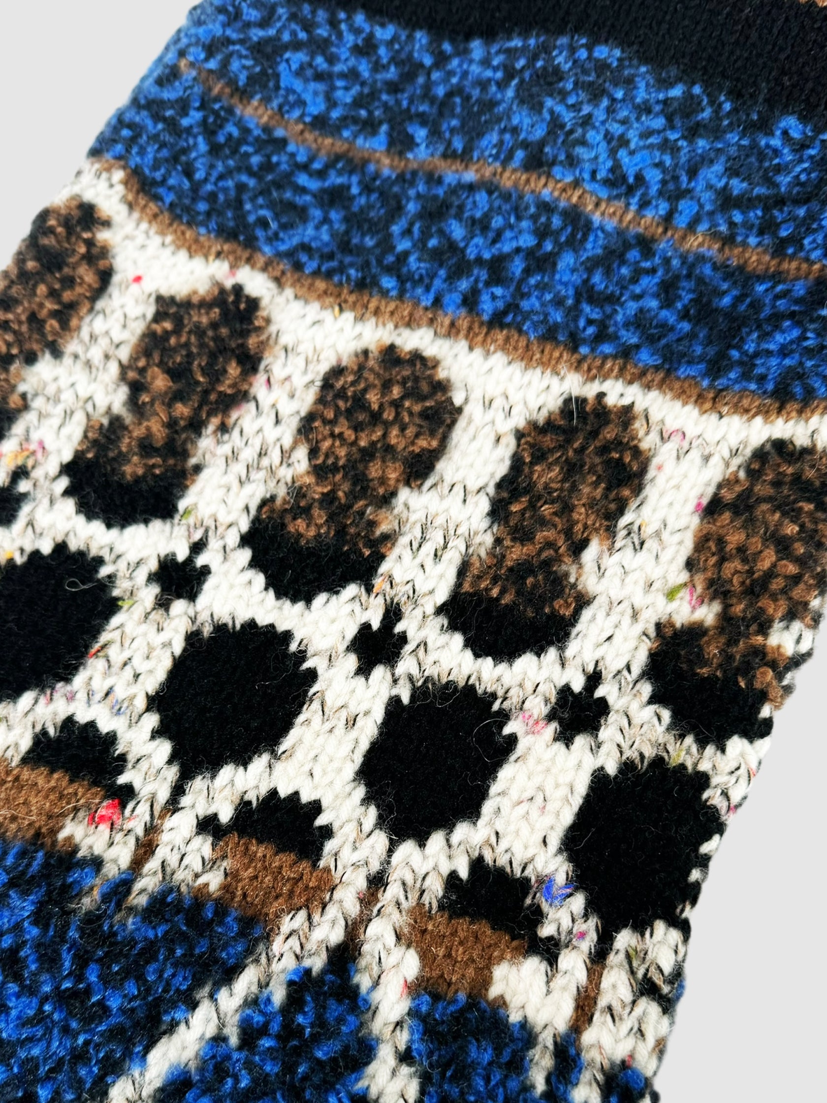 Multi-Patterned Cashmere Wool Knit Scarf