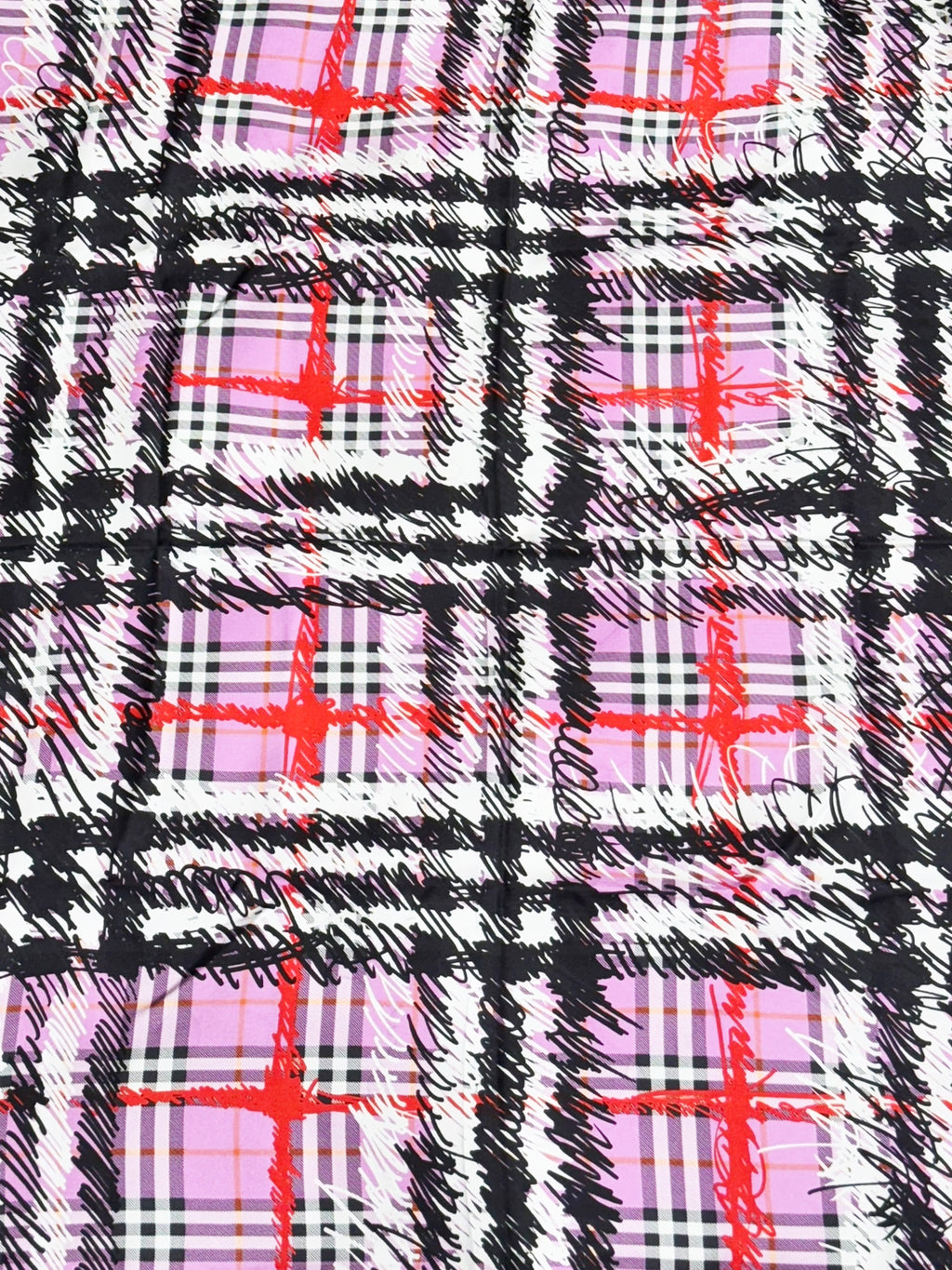 Scribble Check Silk Scarf