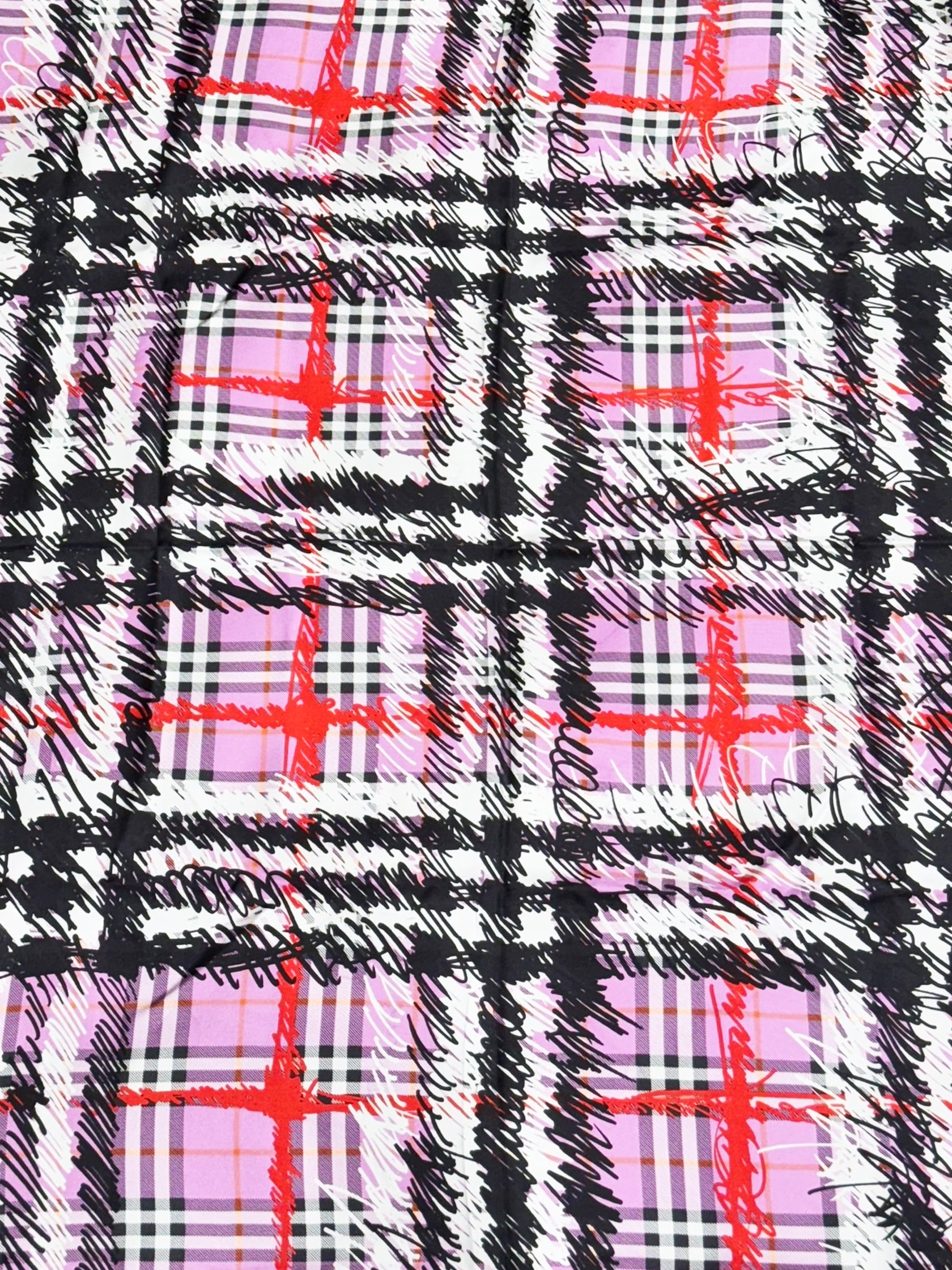 Scribble Check Silk Scarf