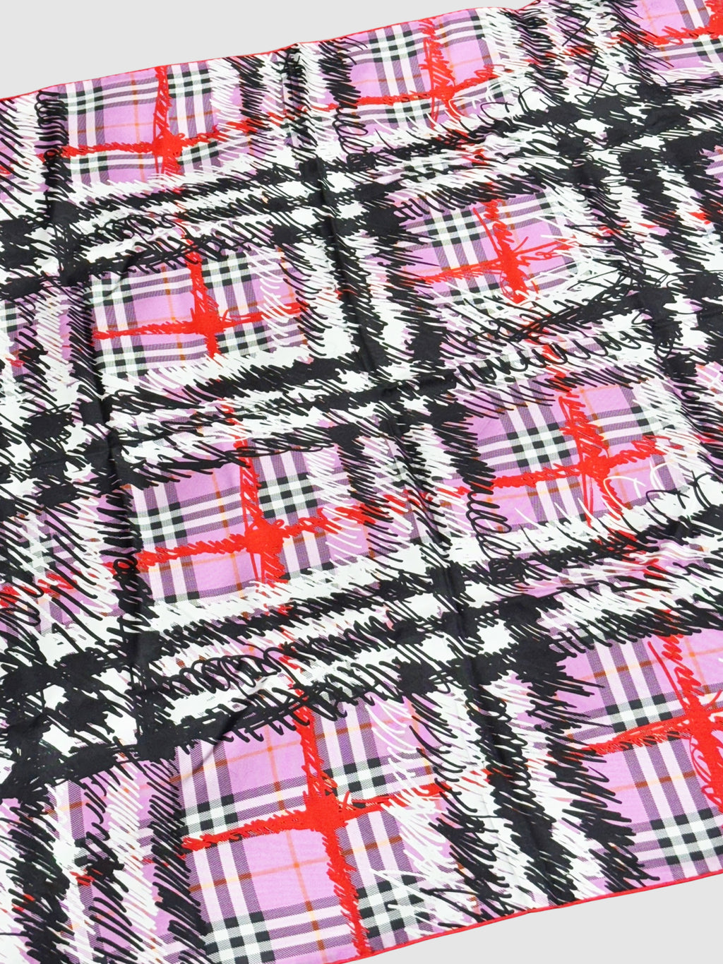 Scribble Check Silk Scarf