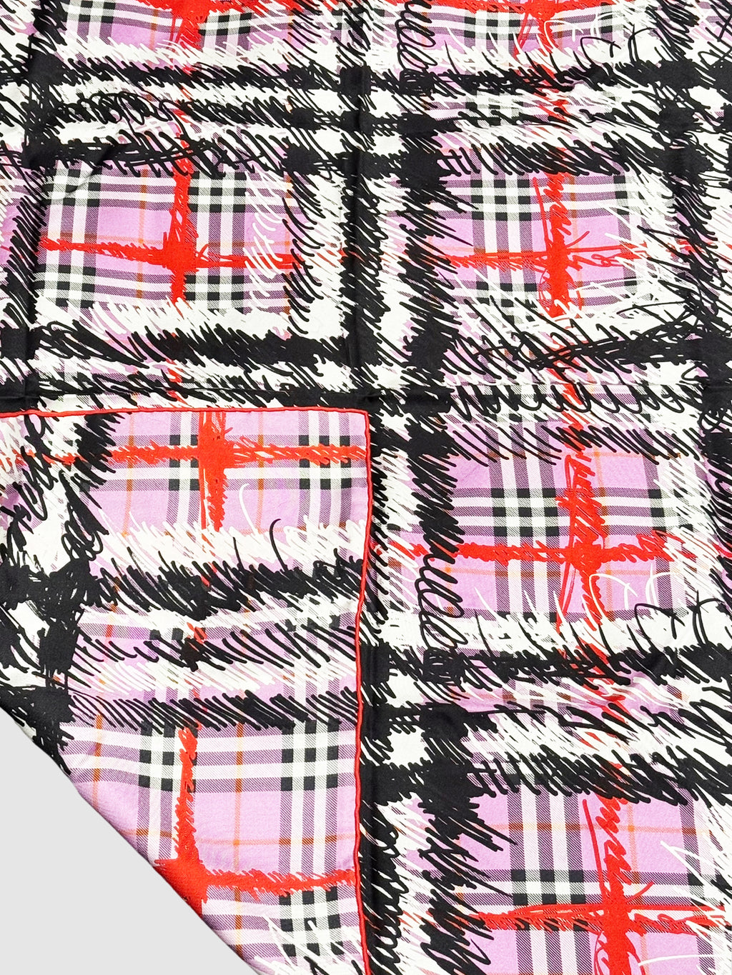 Scribble Check Silk Scarf