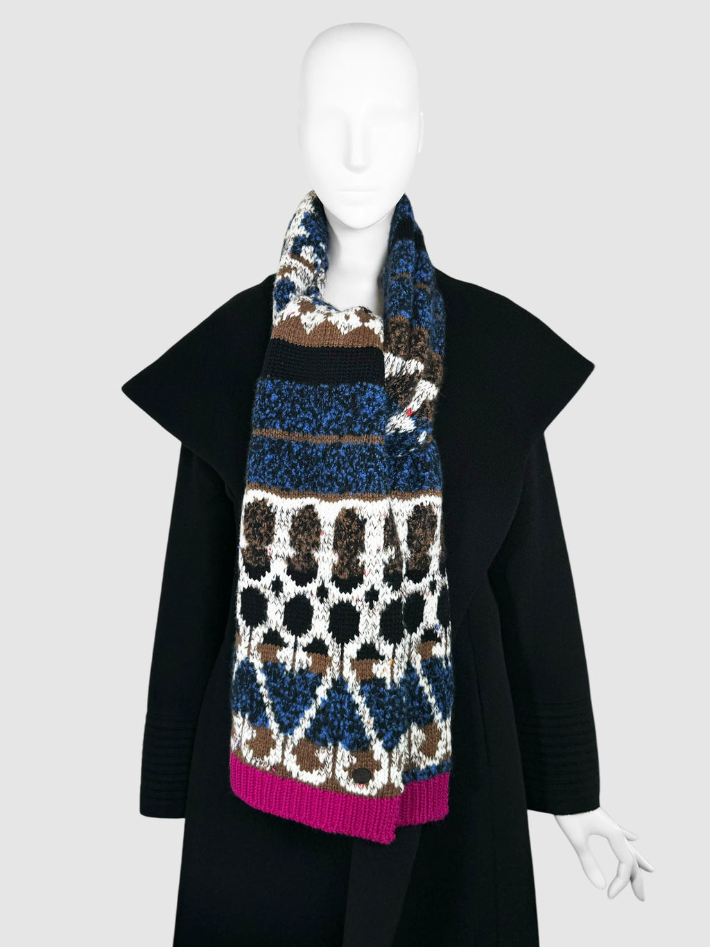 Multi-Patterned Cashmere Wool Knit Scarf