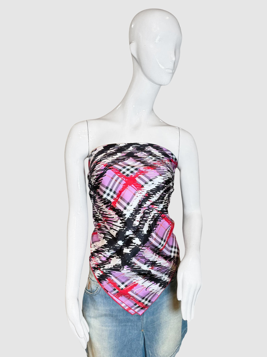 Scribble Check Silk Scarf