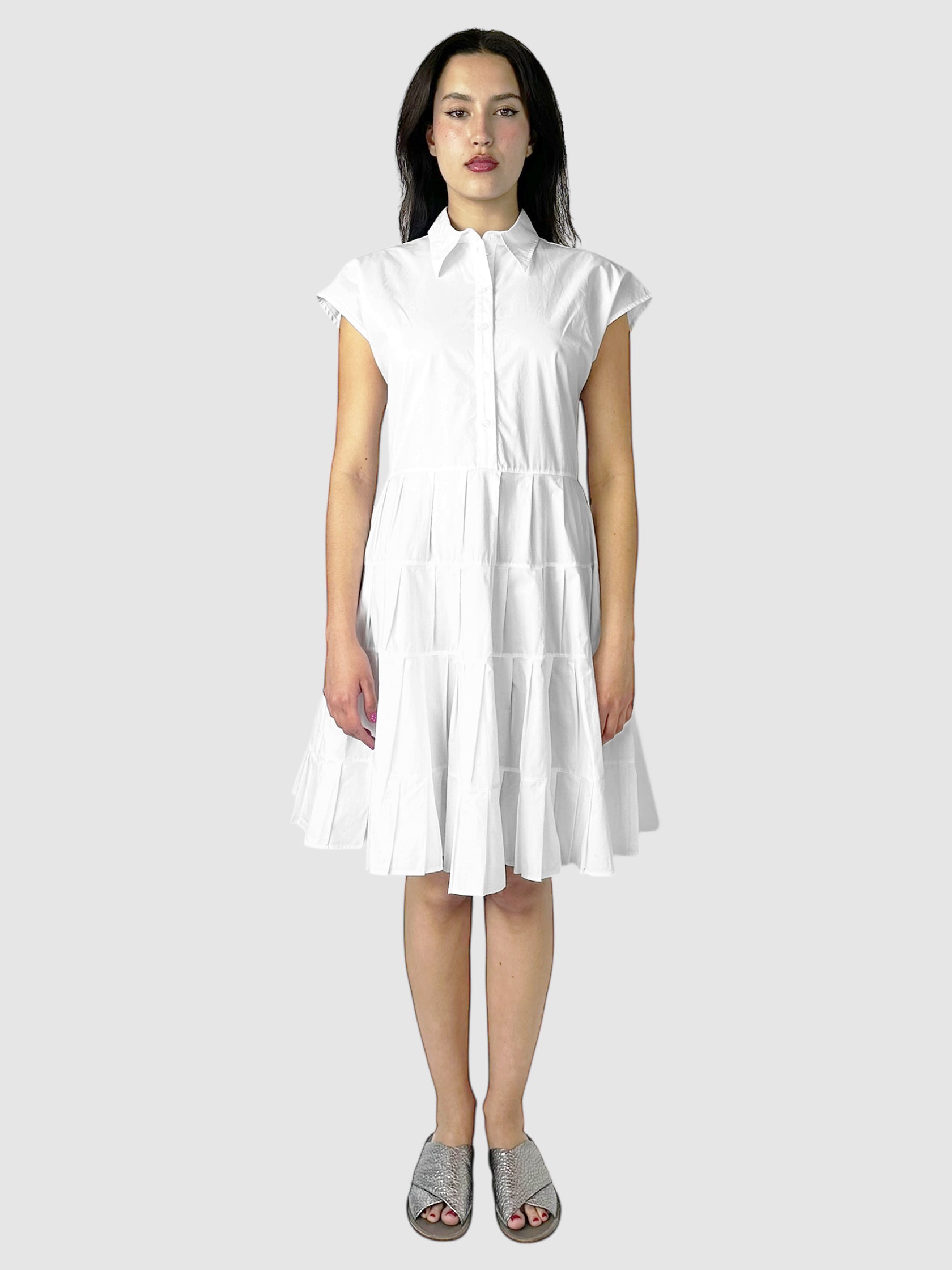 Tiered Ruffle Tunic Midi Dress - Size 36