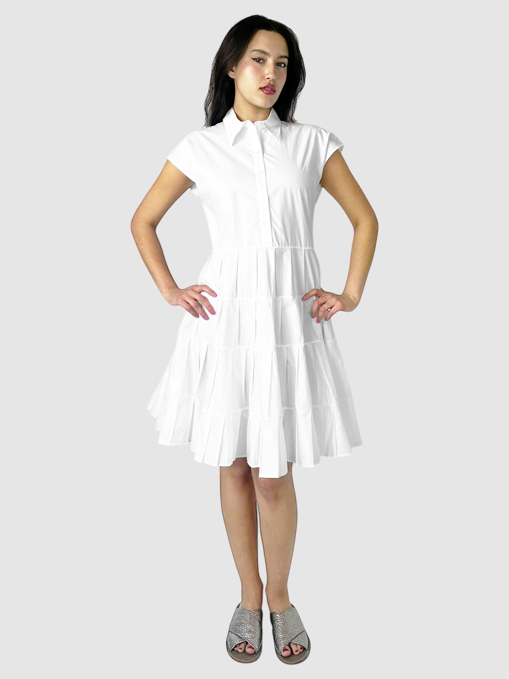 Tiered Ruffle Tunic Midi Dress - Size 36