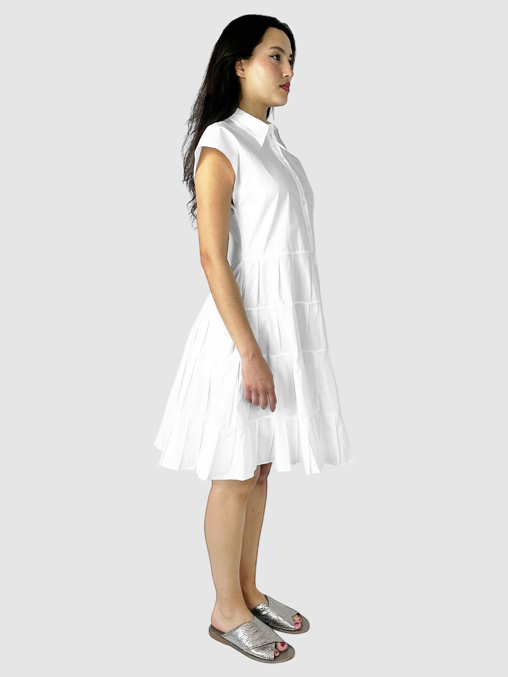 Tiered Ruffle Tunic Midi Dress - Size 36