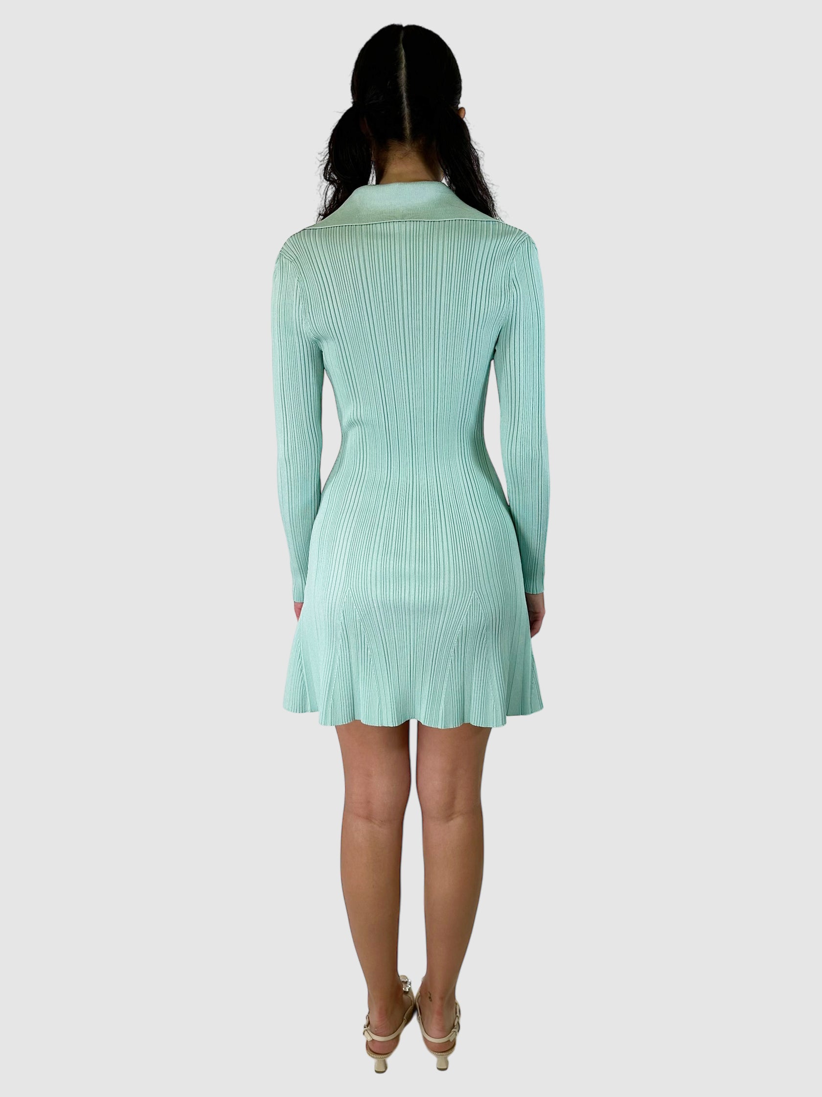 Ribbed Collared Mini Dress - Size M