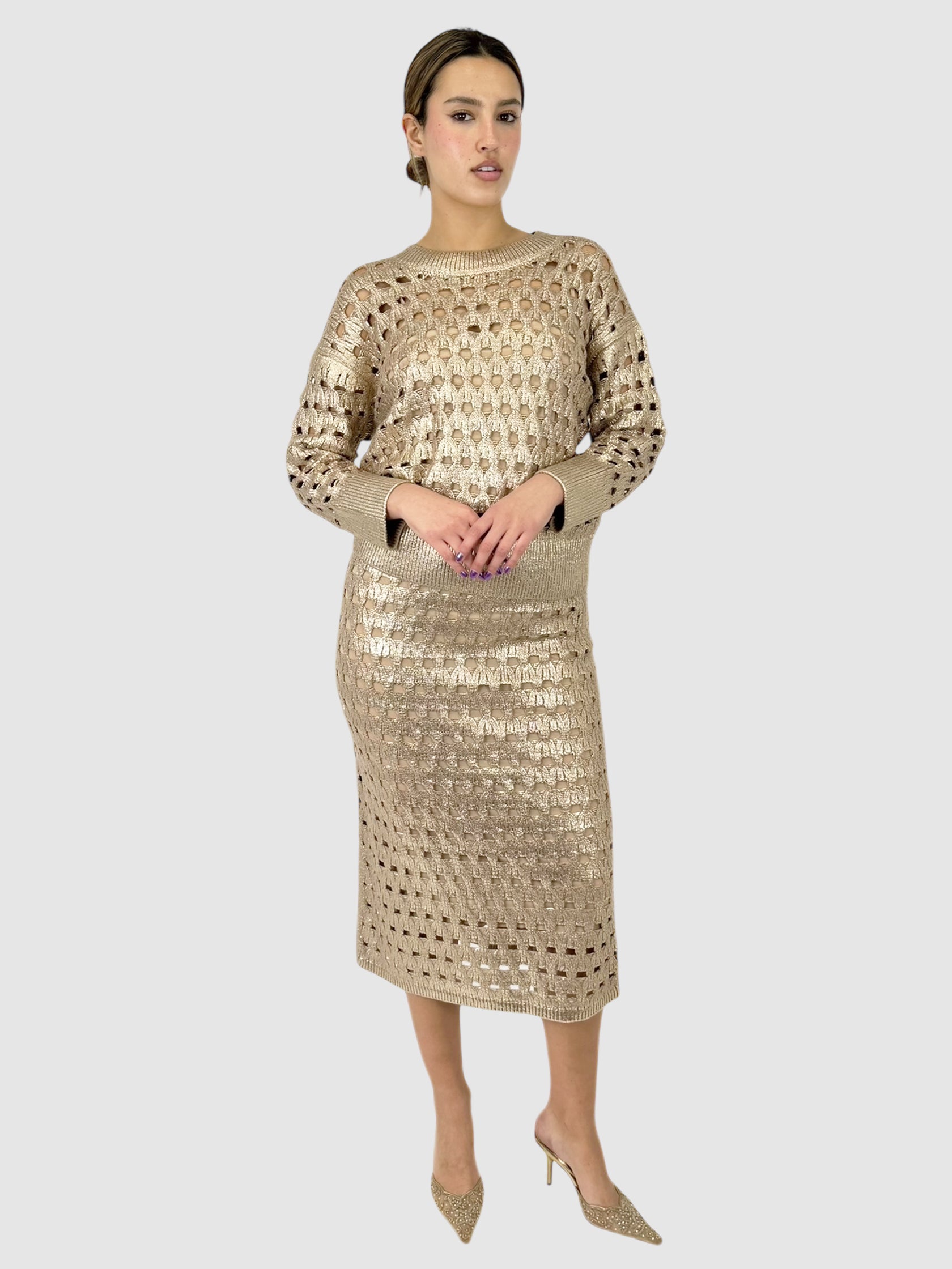Metallic Knit 2-Piece Set