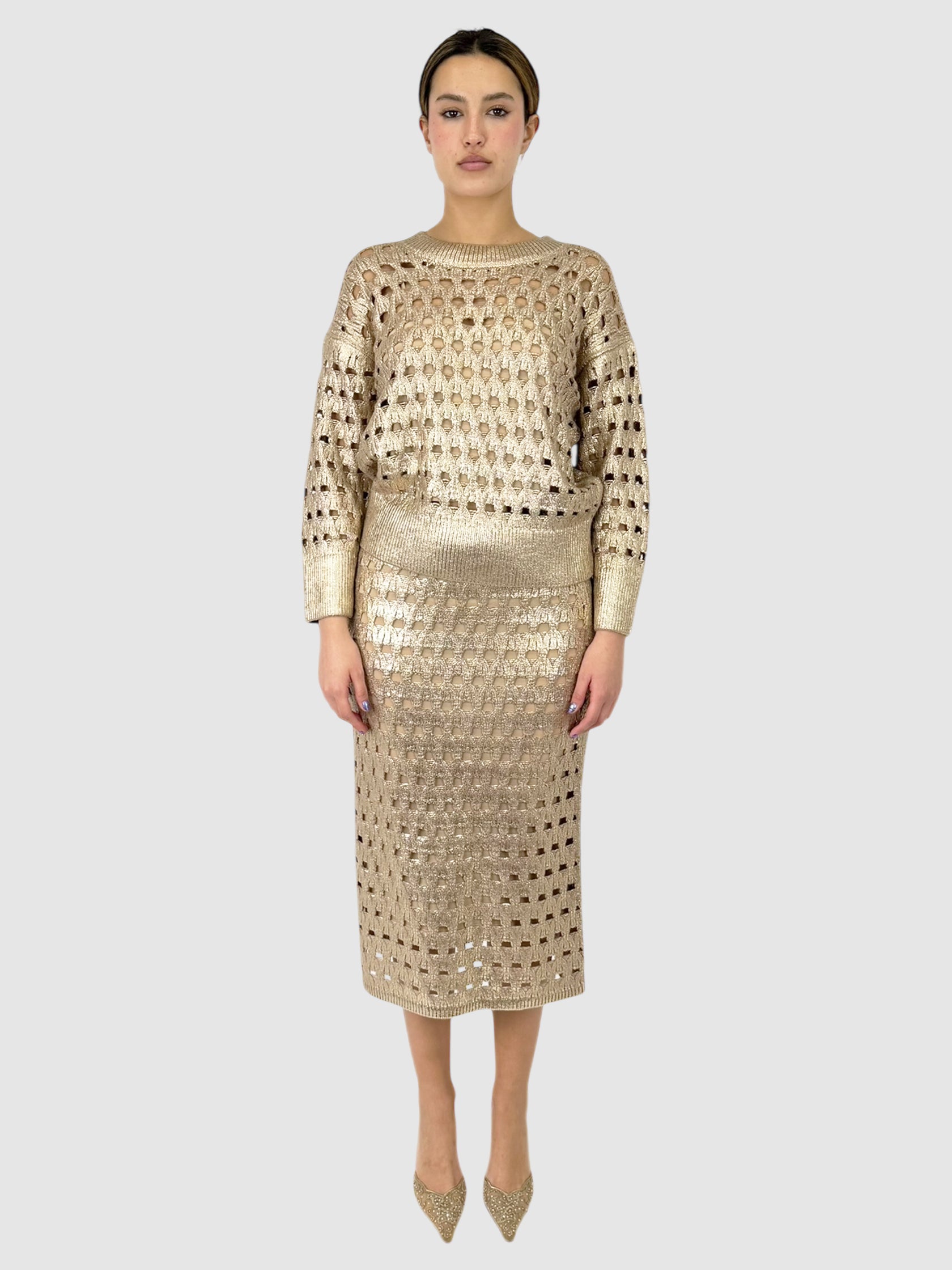 Metallic Knit 2-Piece Set