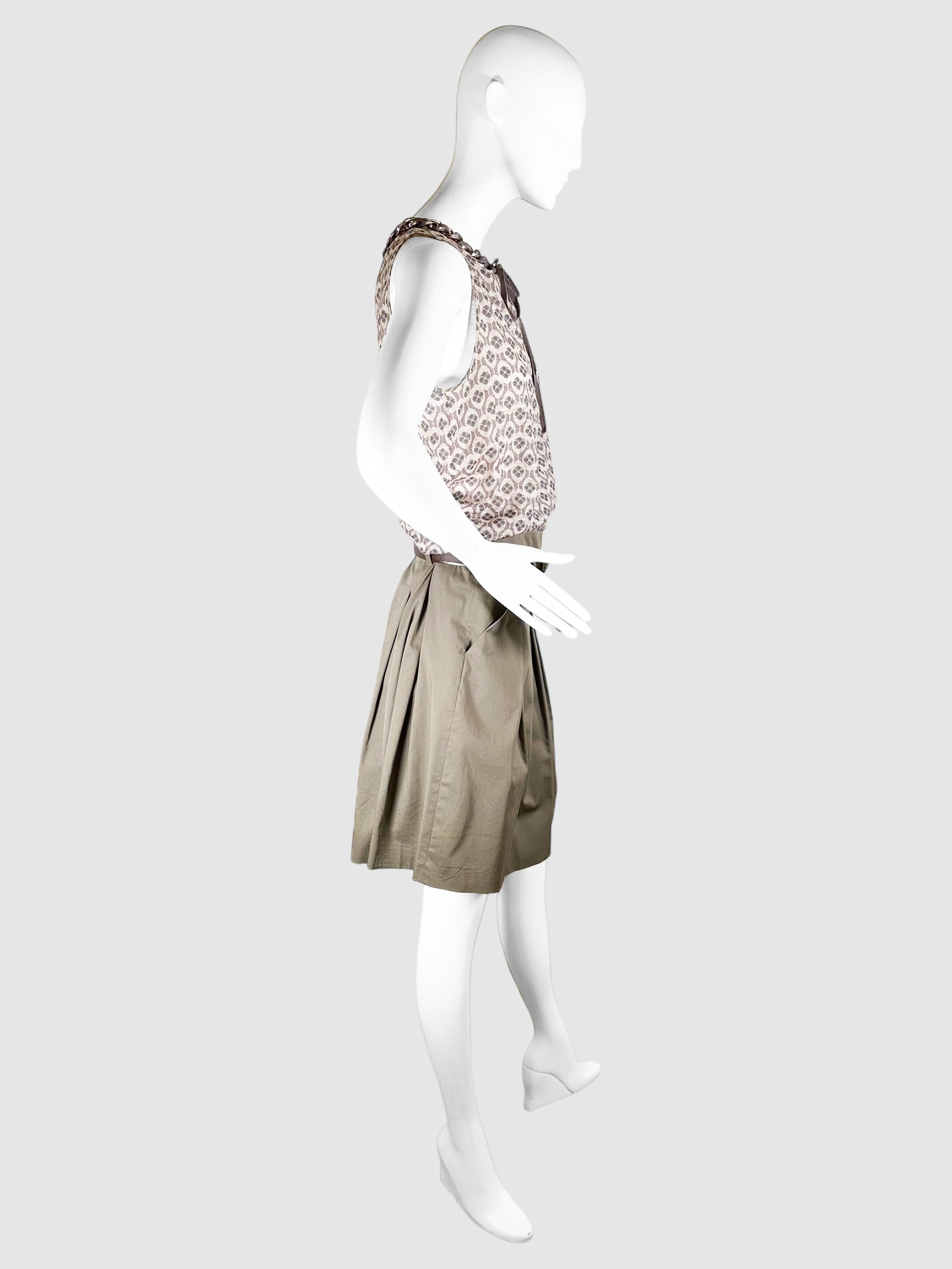 Patterned Belted 2-Piece Set - Size S