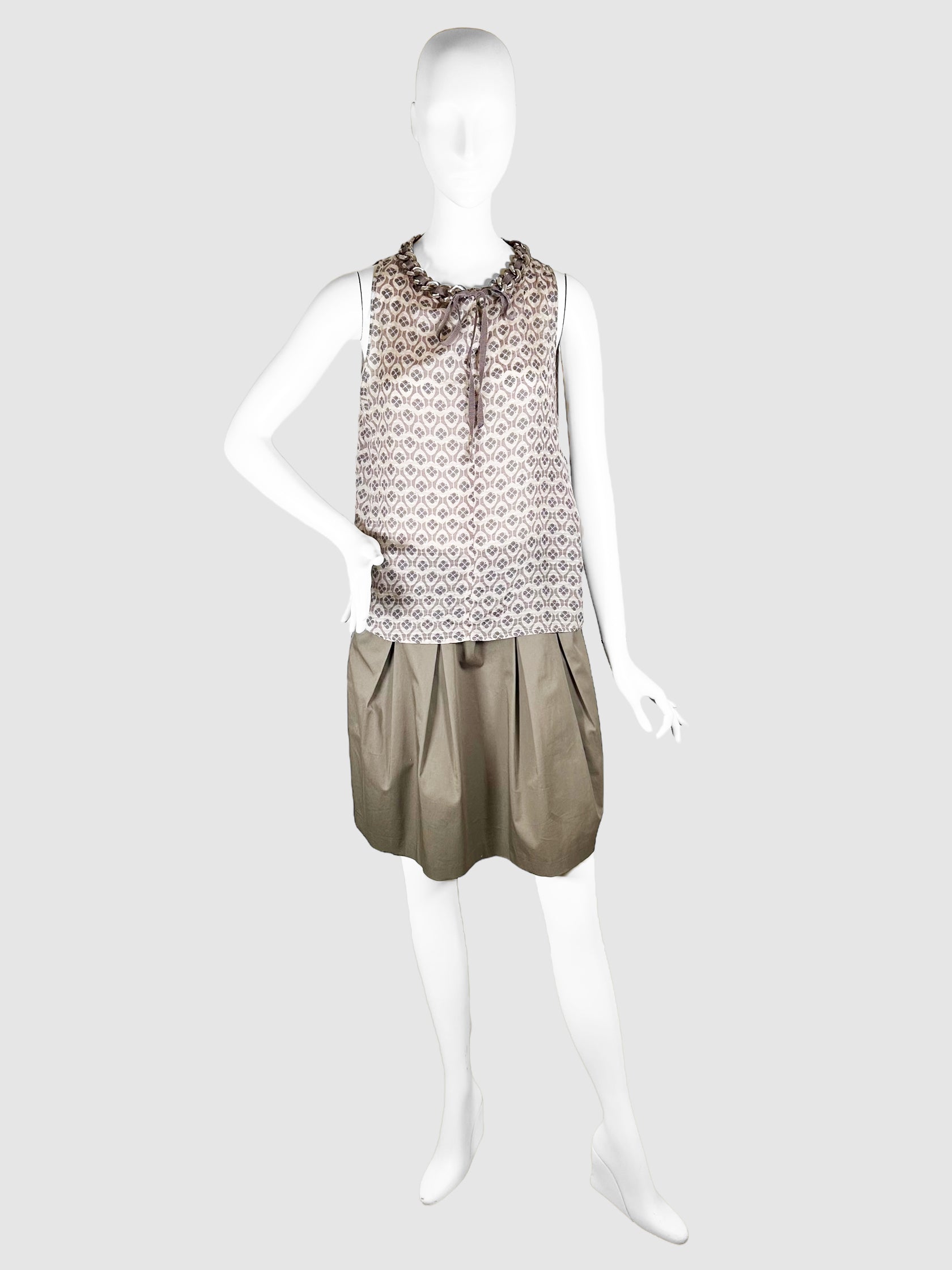 Patterned Belted 2-Piece Set - Size S